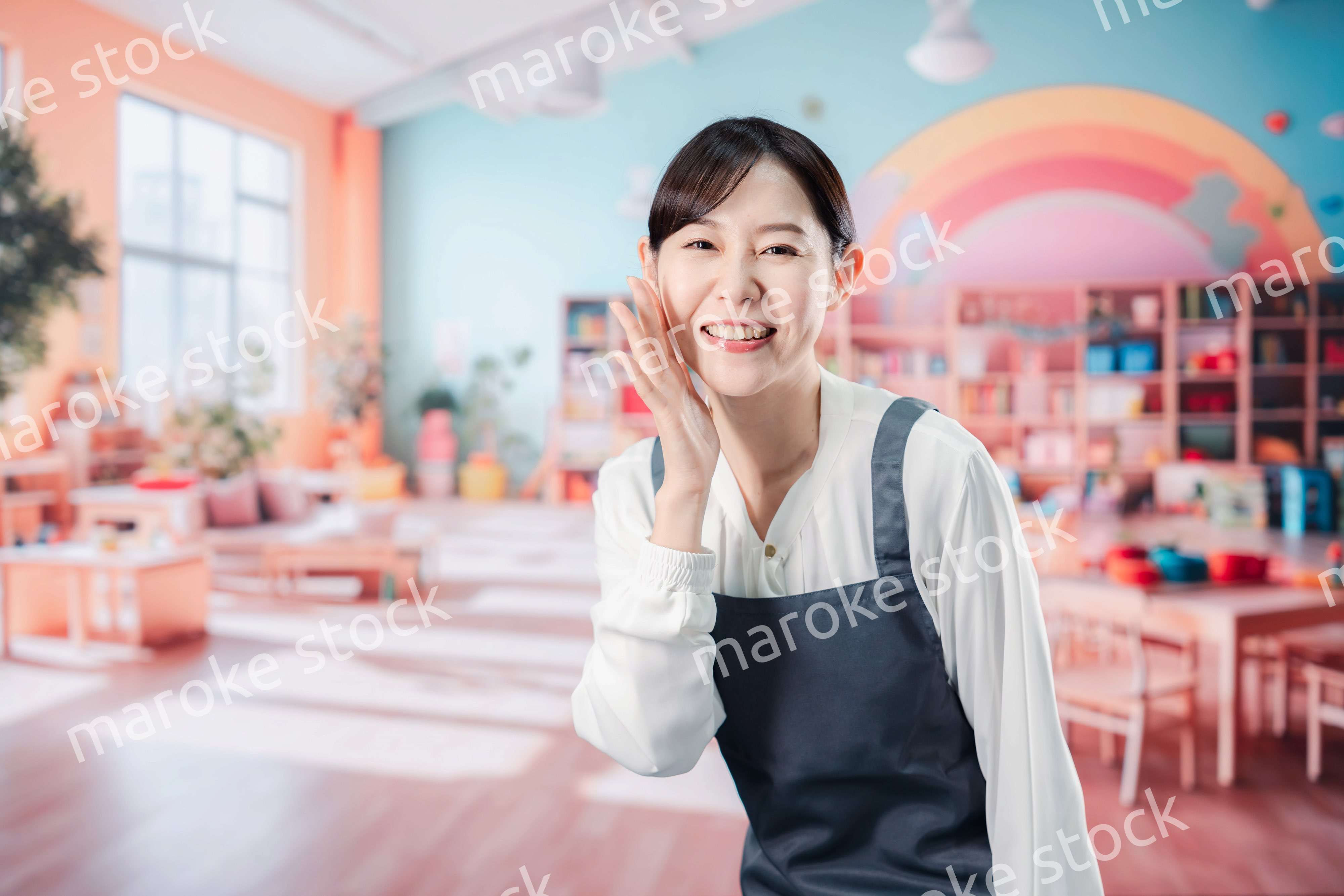 子供と仲良く接する保育士