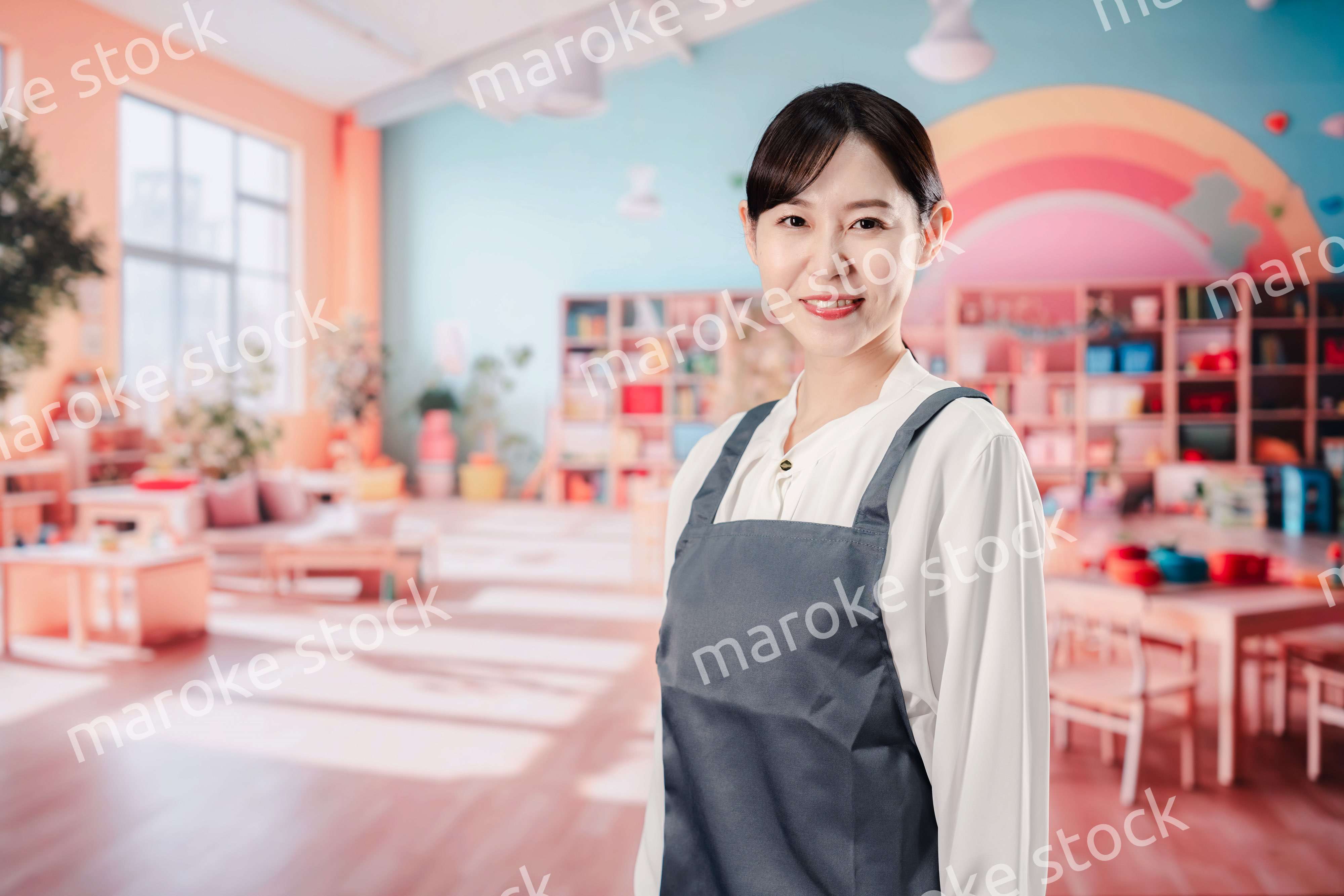 笑顔で仕事をする保育士