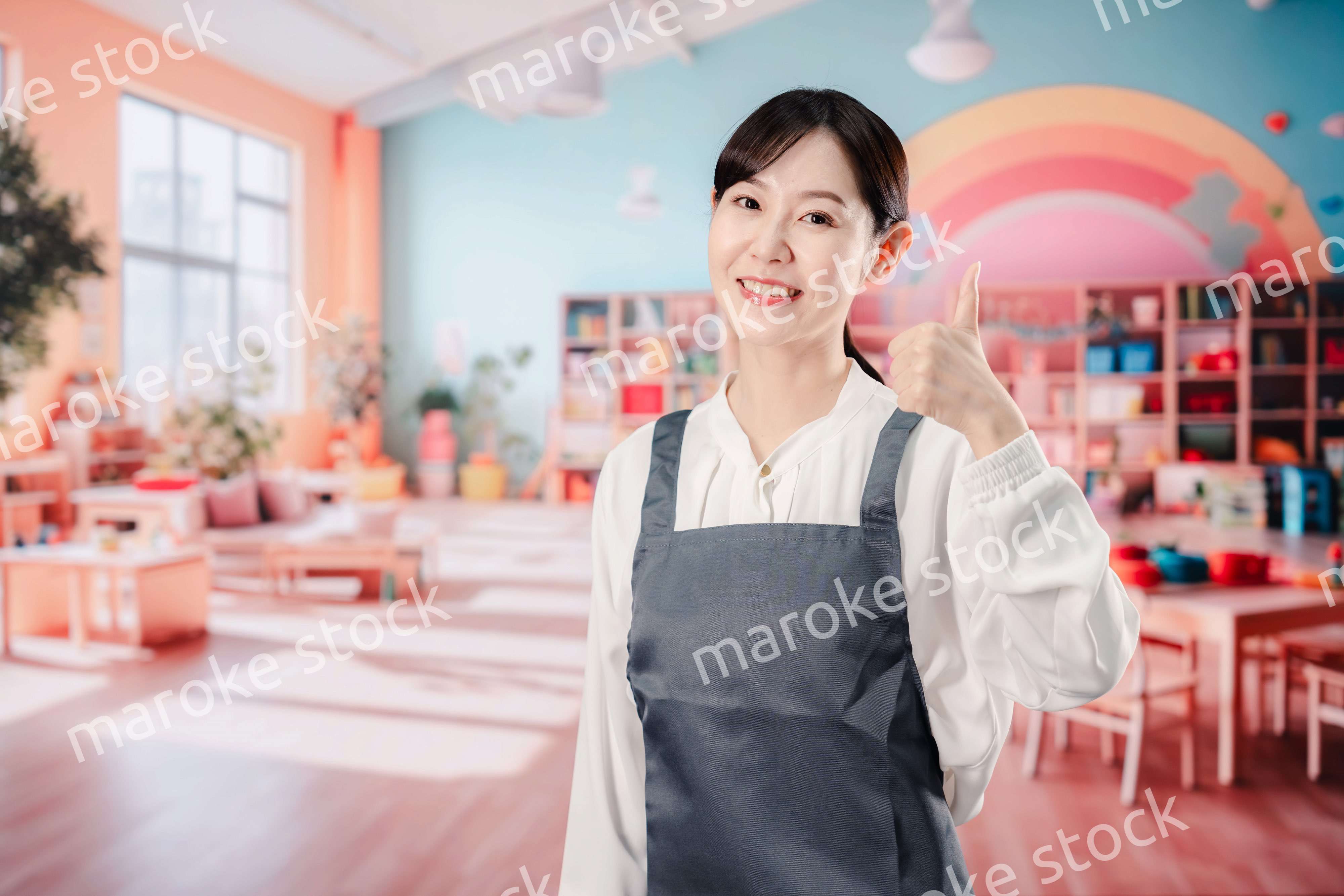 笑顔で仕事をする保育士