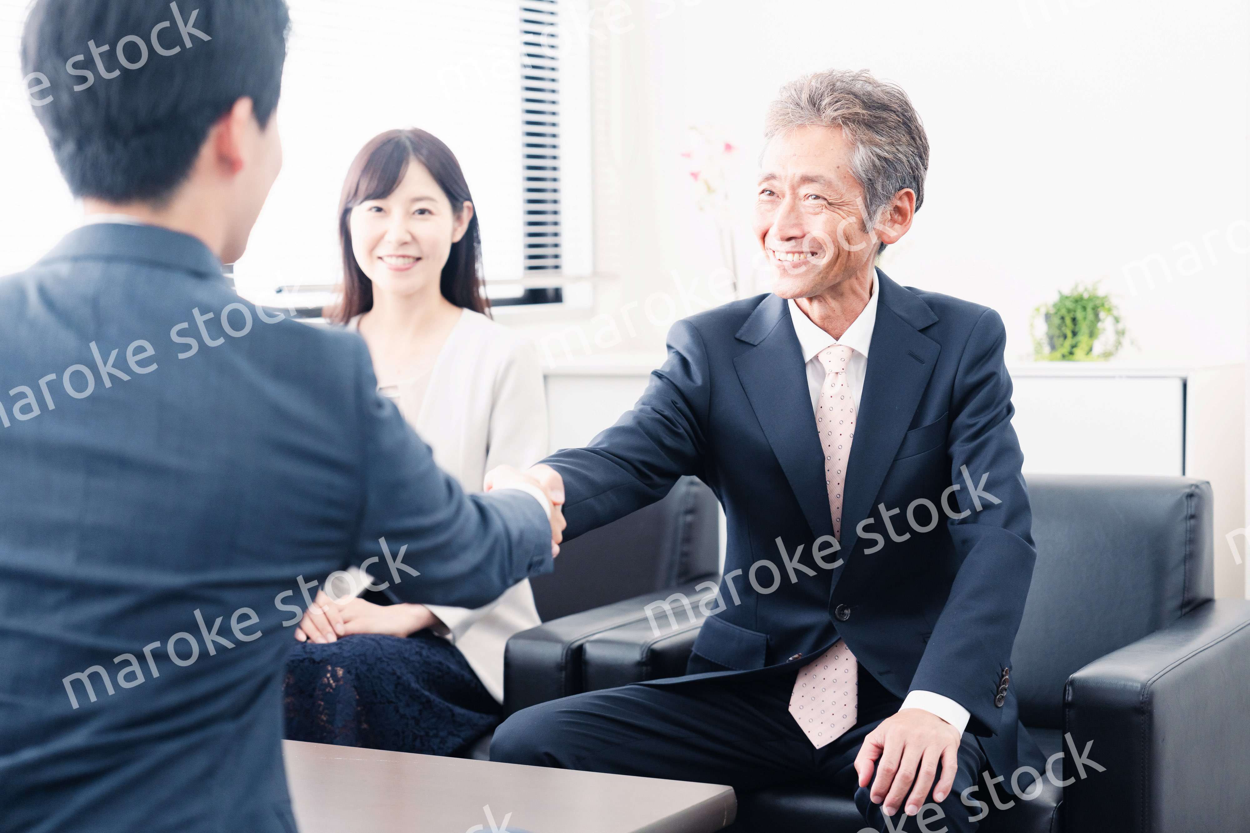 契約が成立し握手をするビジネスパーソン