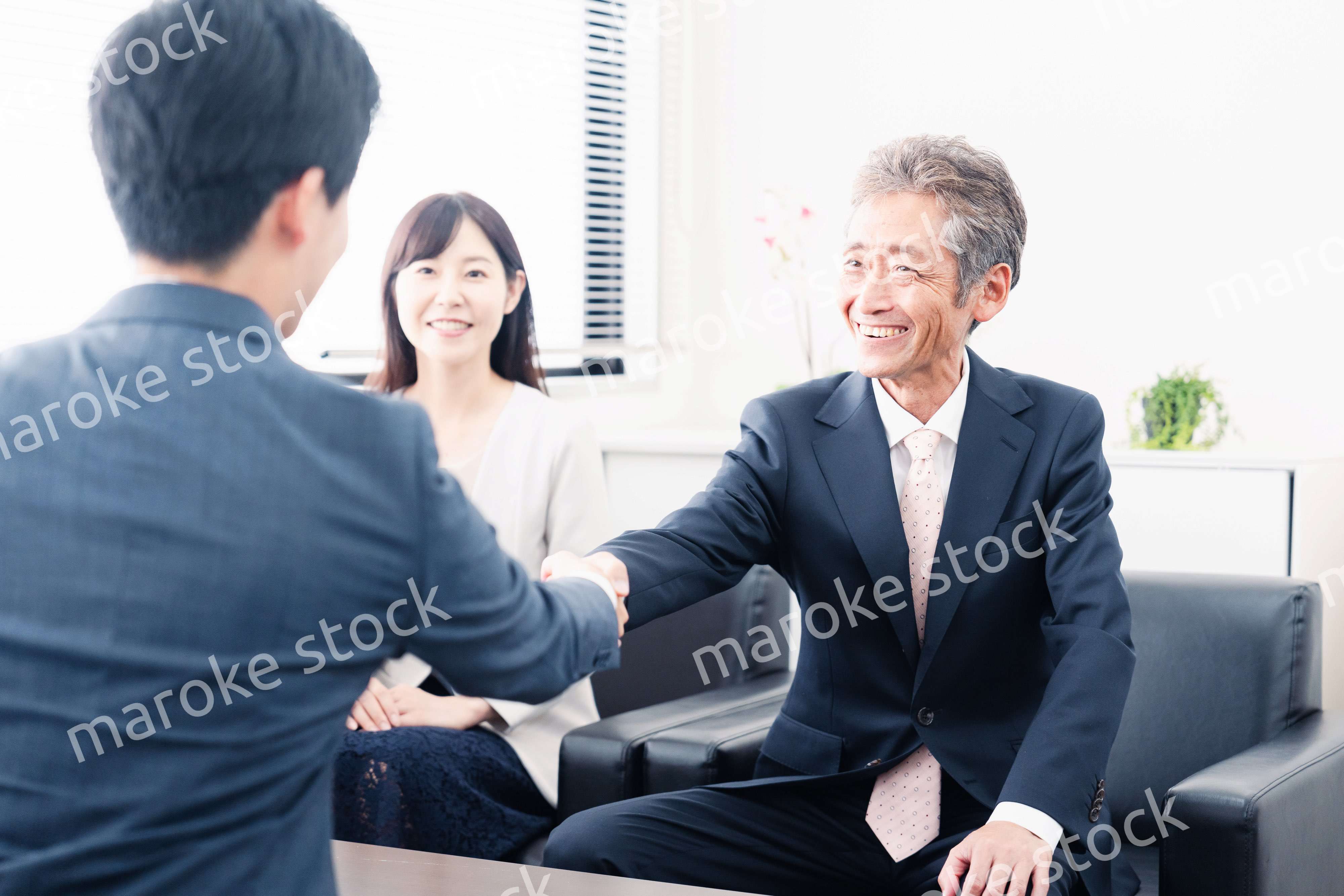 契約が成立し握手をするビジネスパーソン