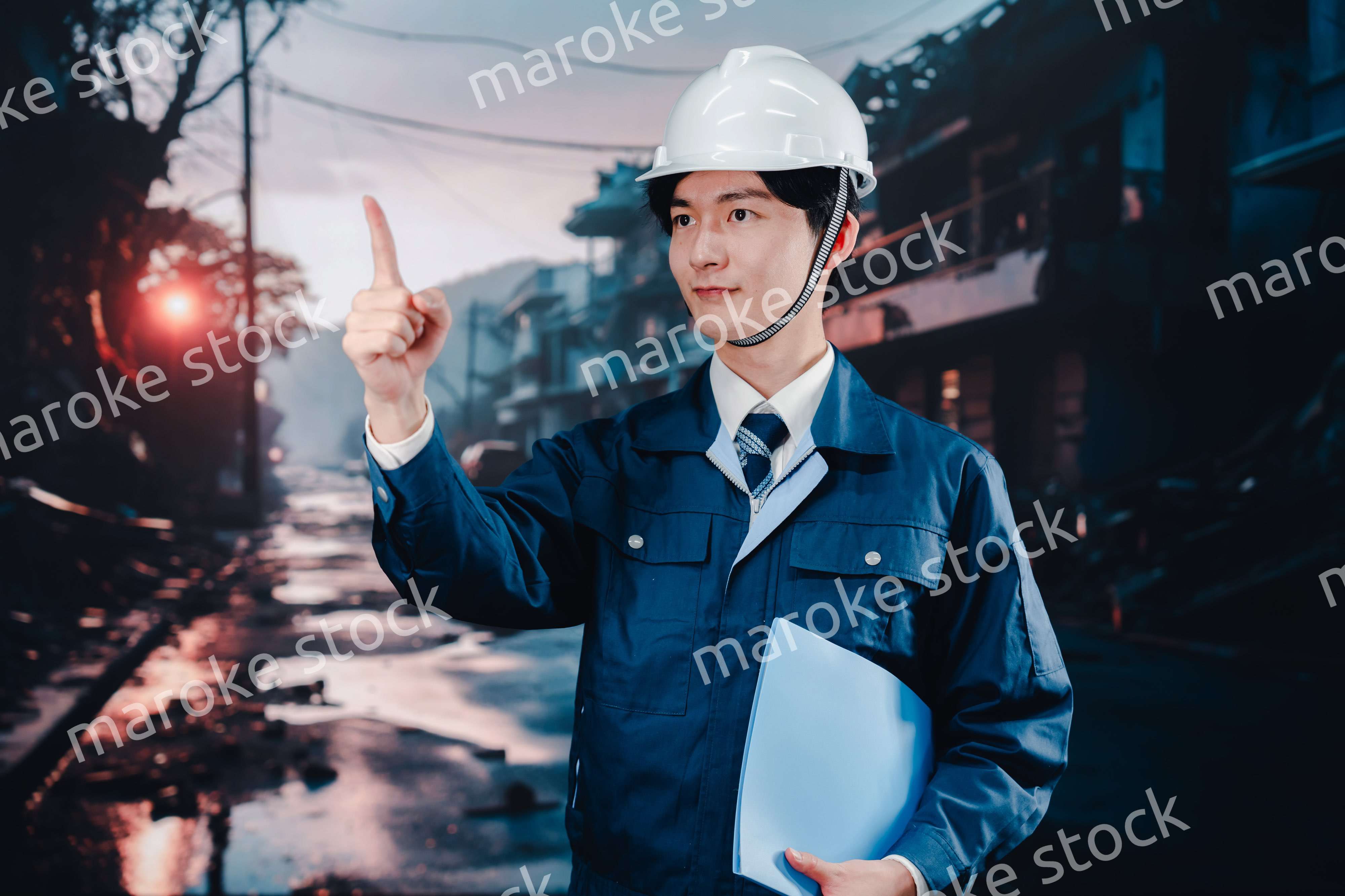 被災地の調査をする調査員