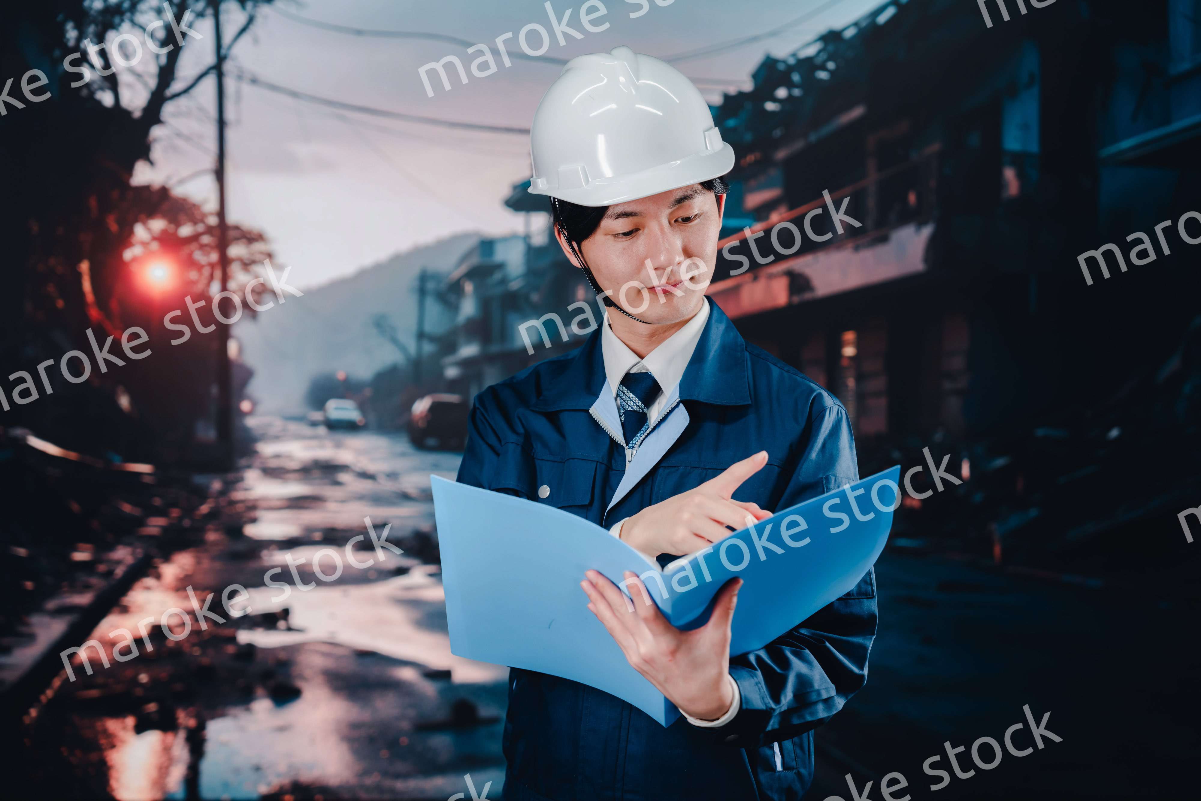 被災地の調査をする調査員