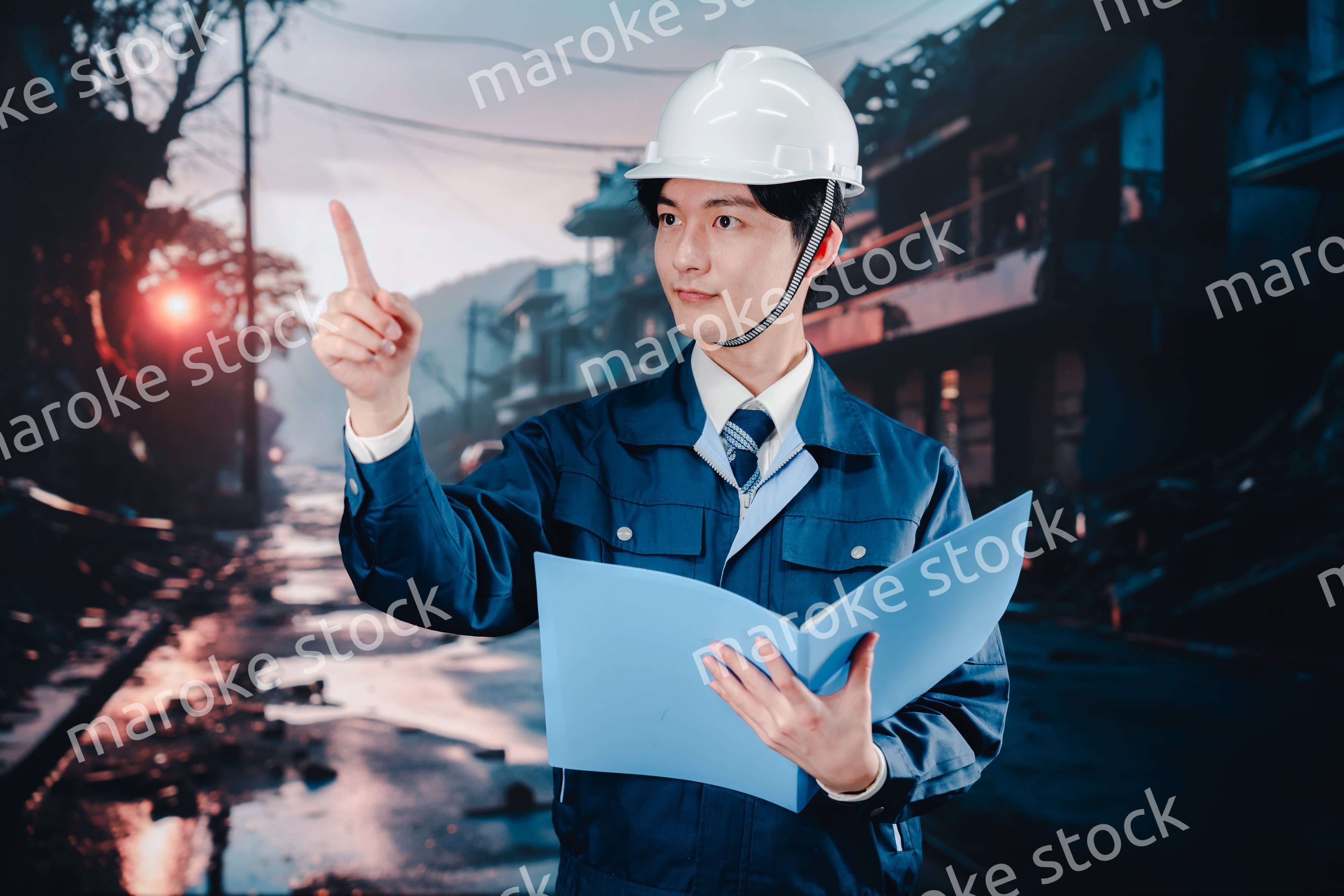 被災地の調査をする調査員