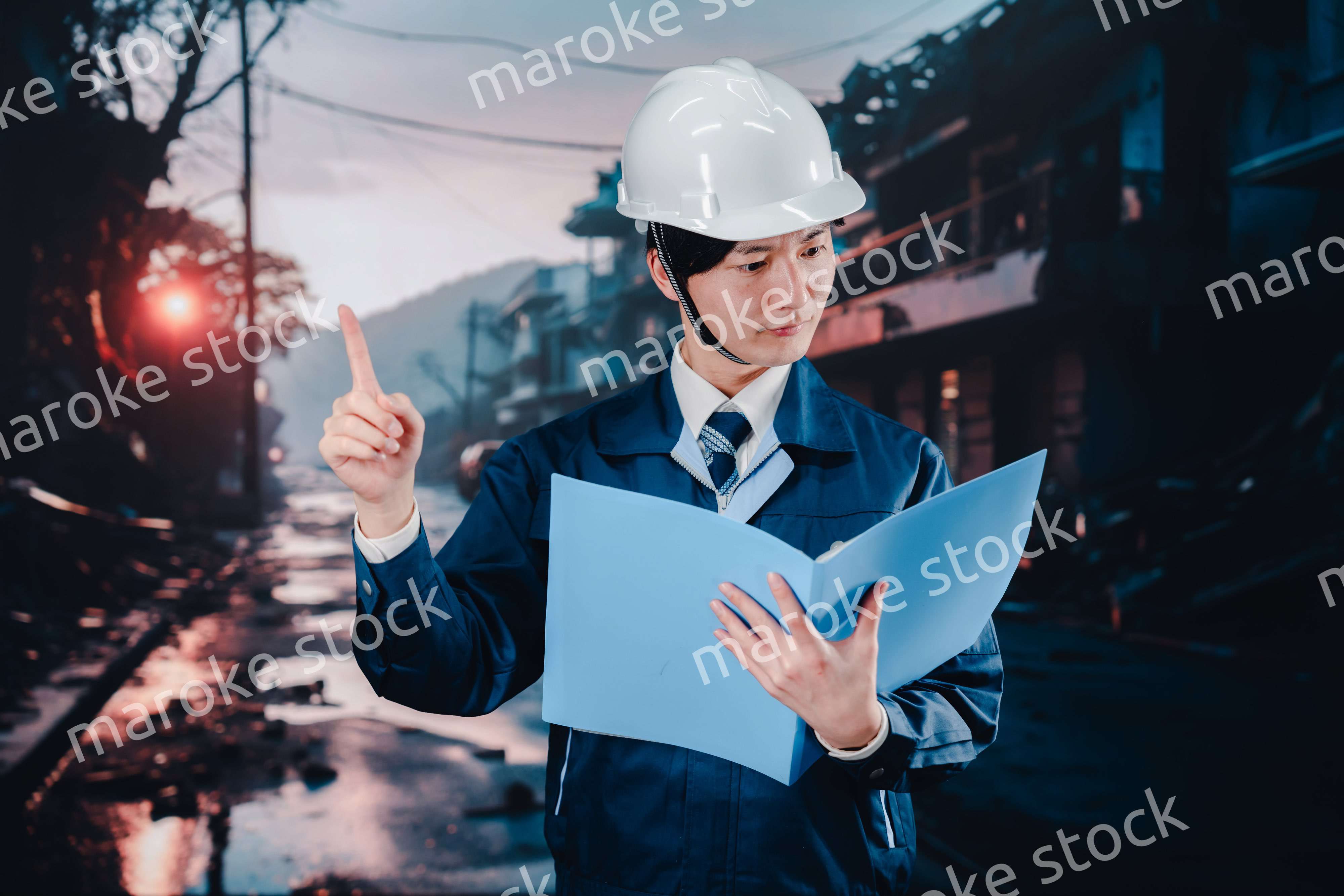 被災地の調査をする調査員