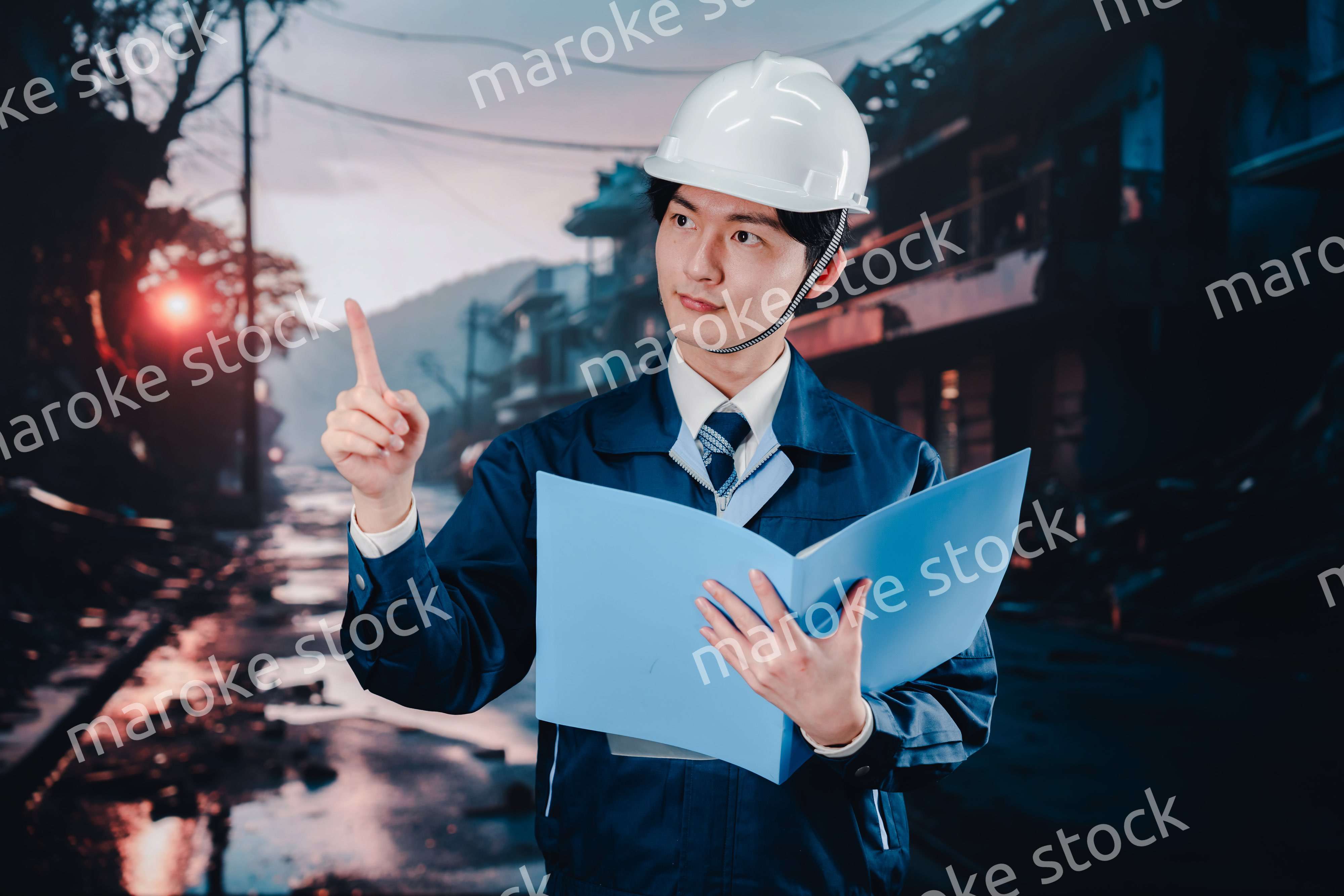 被災地の調査をする調査員