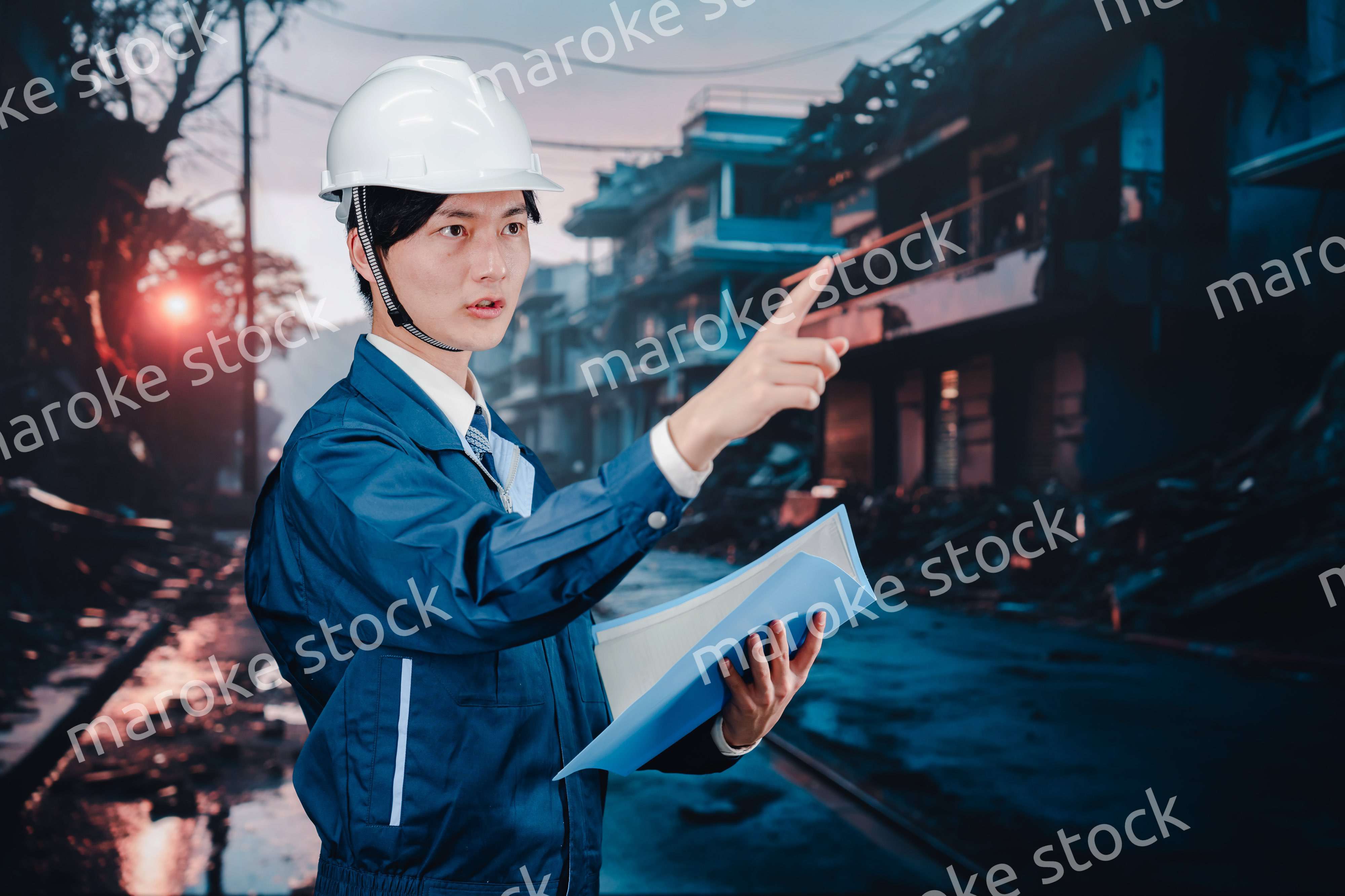 被災地の調査をする調査員