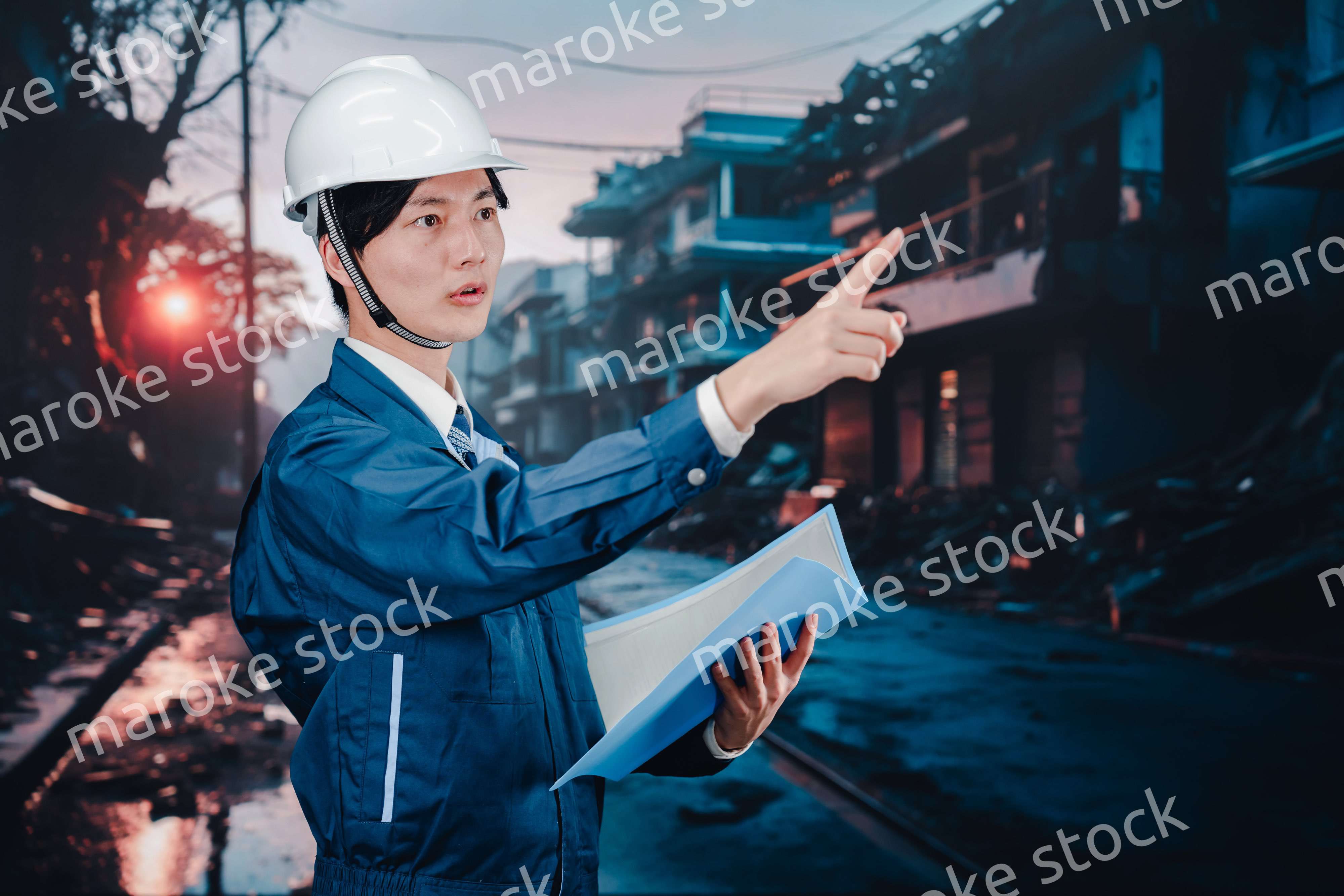 被災地の調査をする調査員