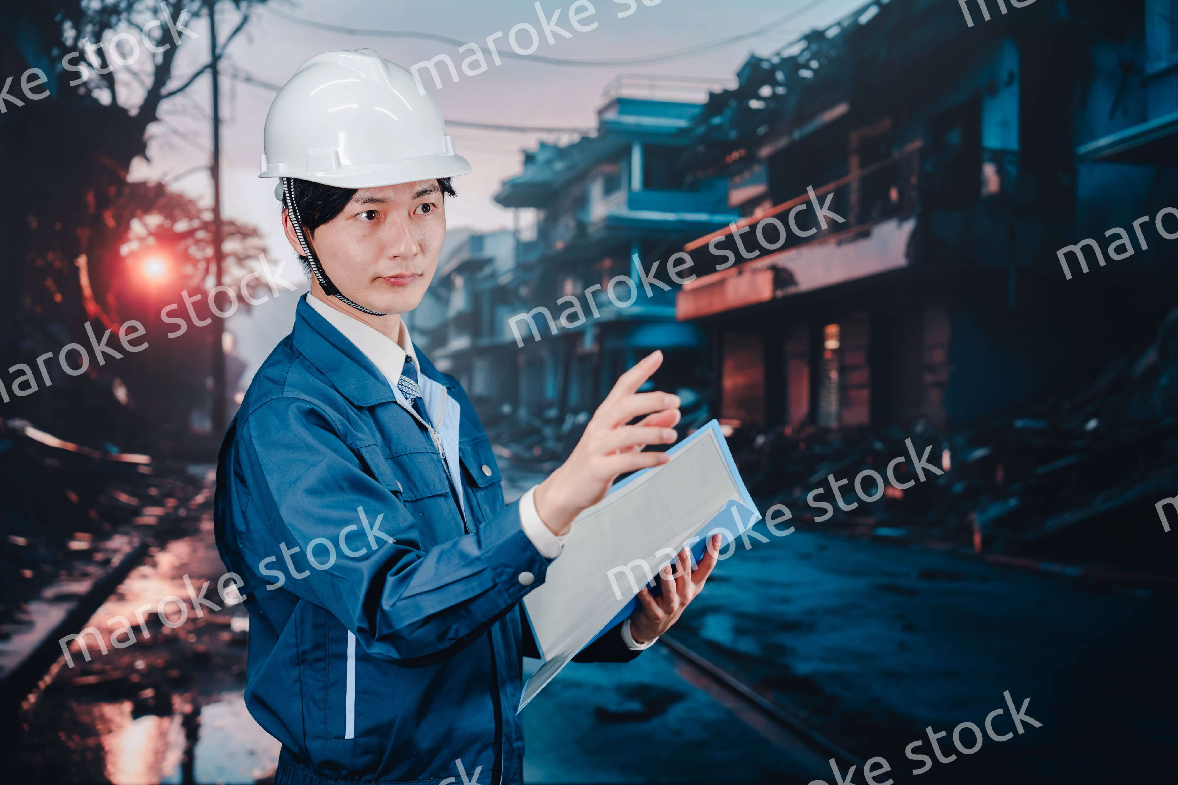 被災地の調査をする調査員