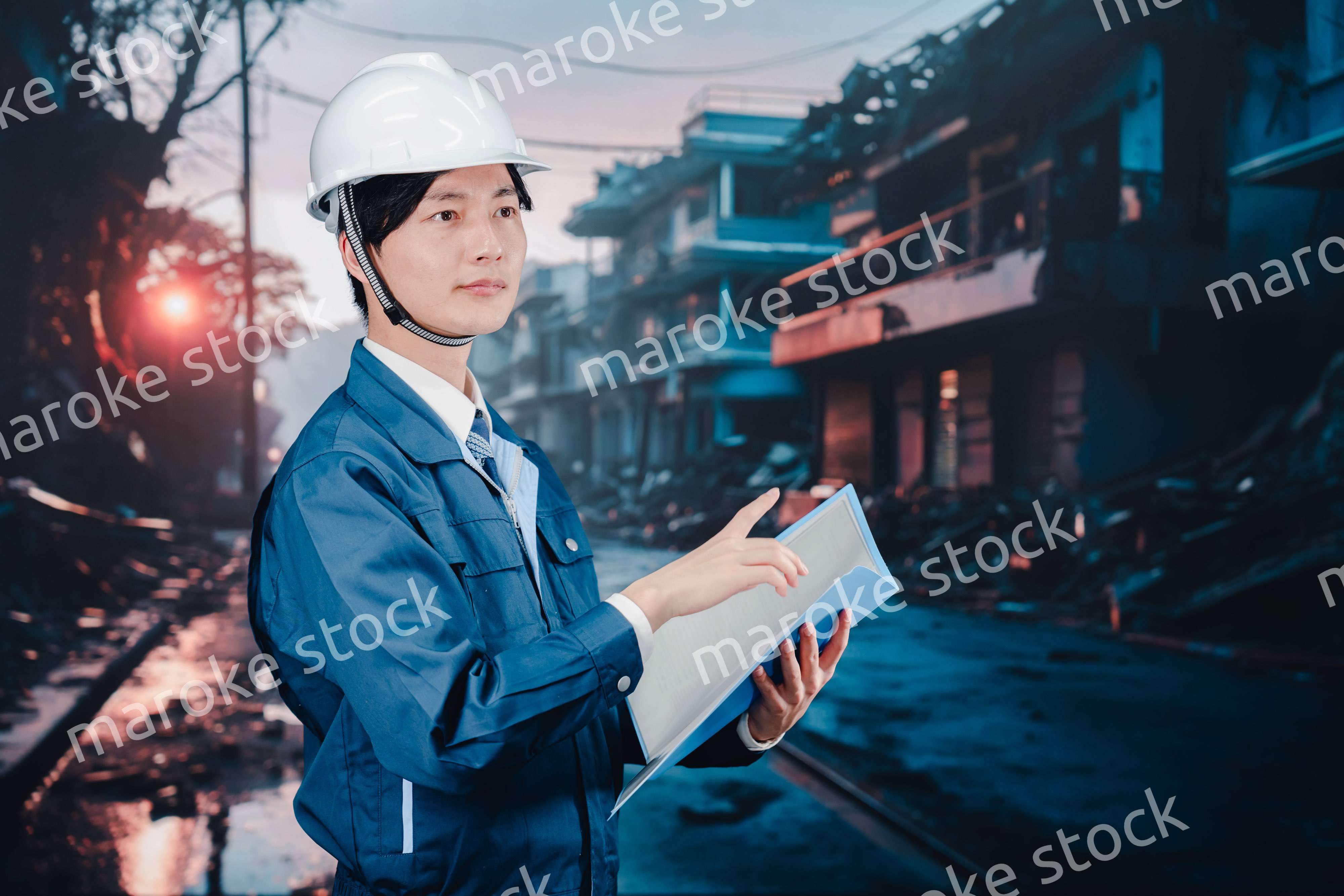 被災地の調査をする調査員