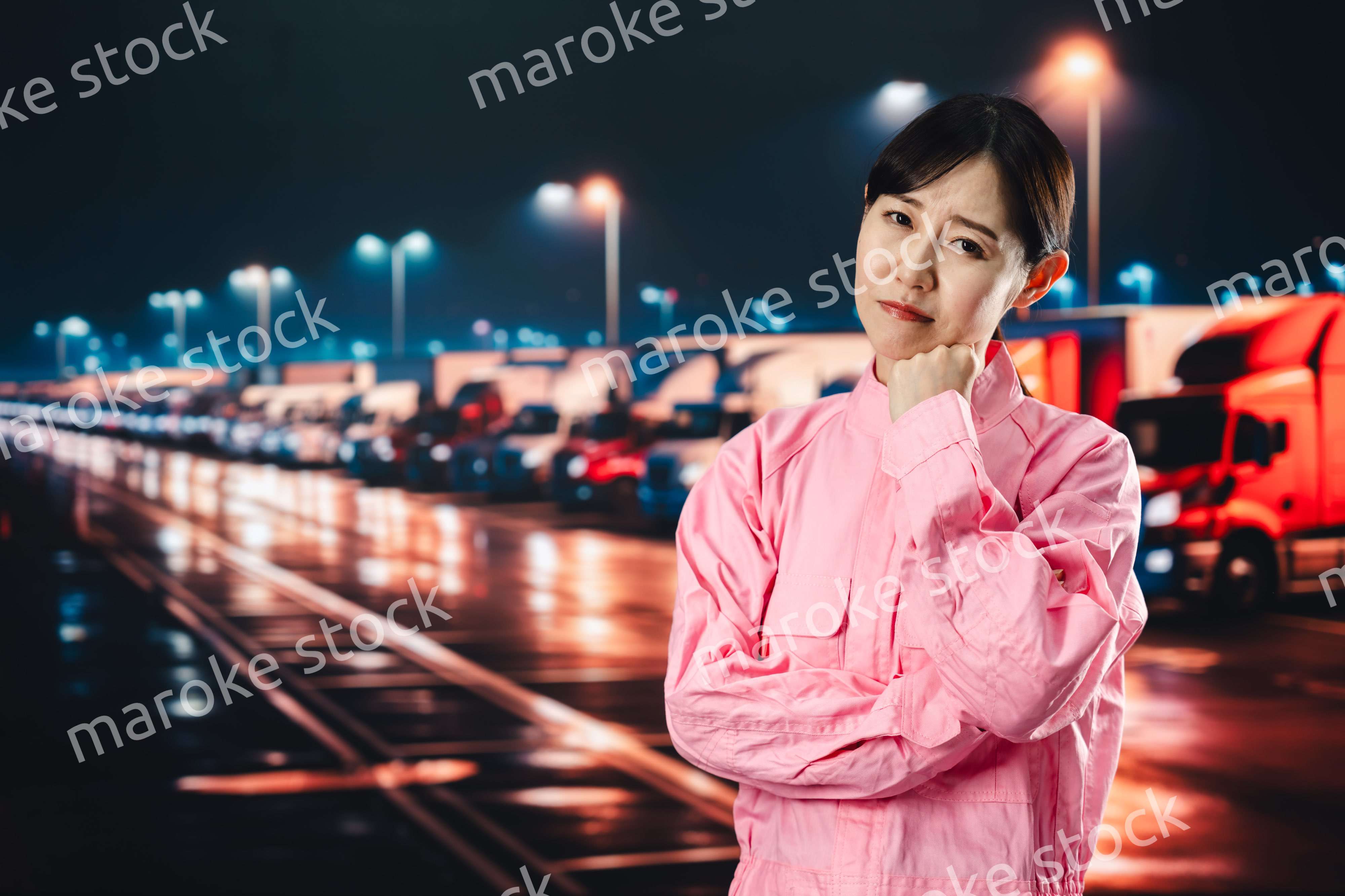 ハードワークで疲労する女性トラックドライバー