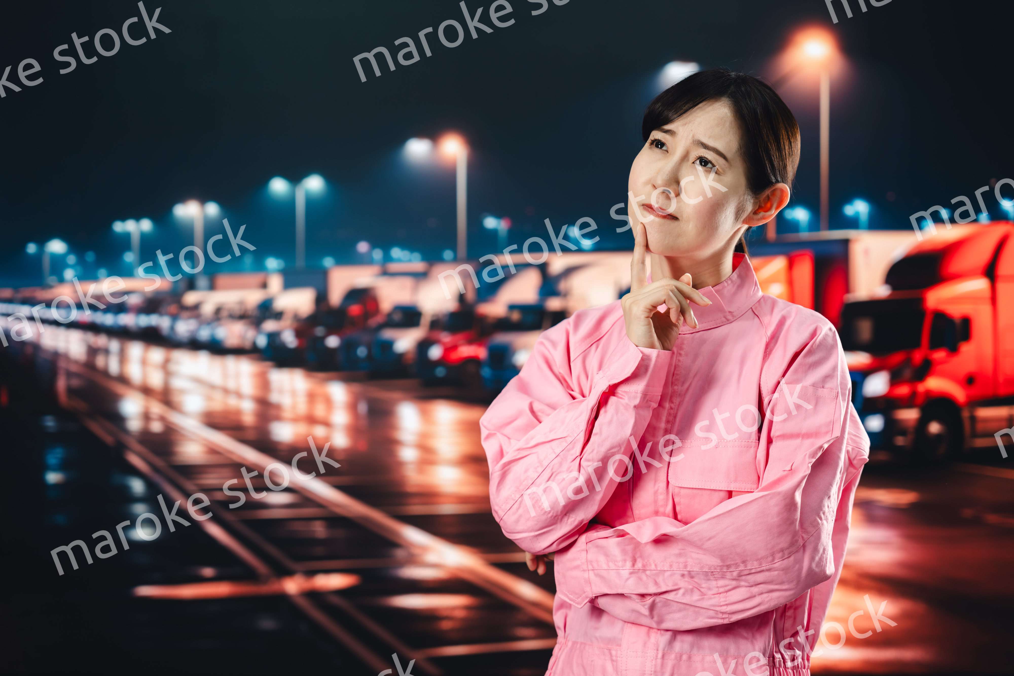 ハードワークで疲労する女性トラックドライバー