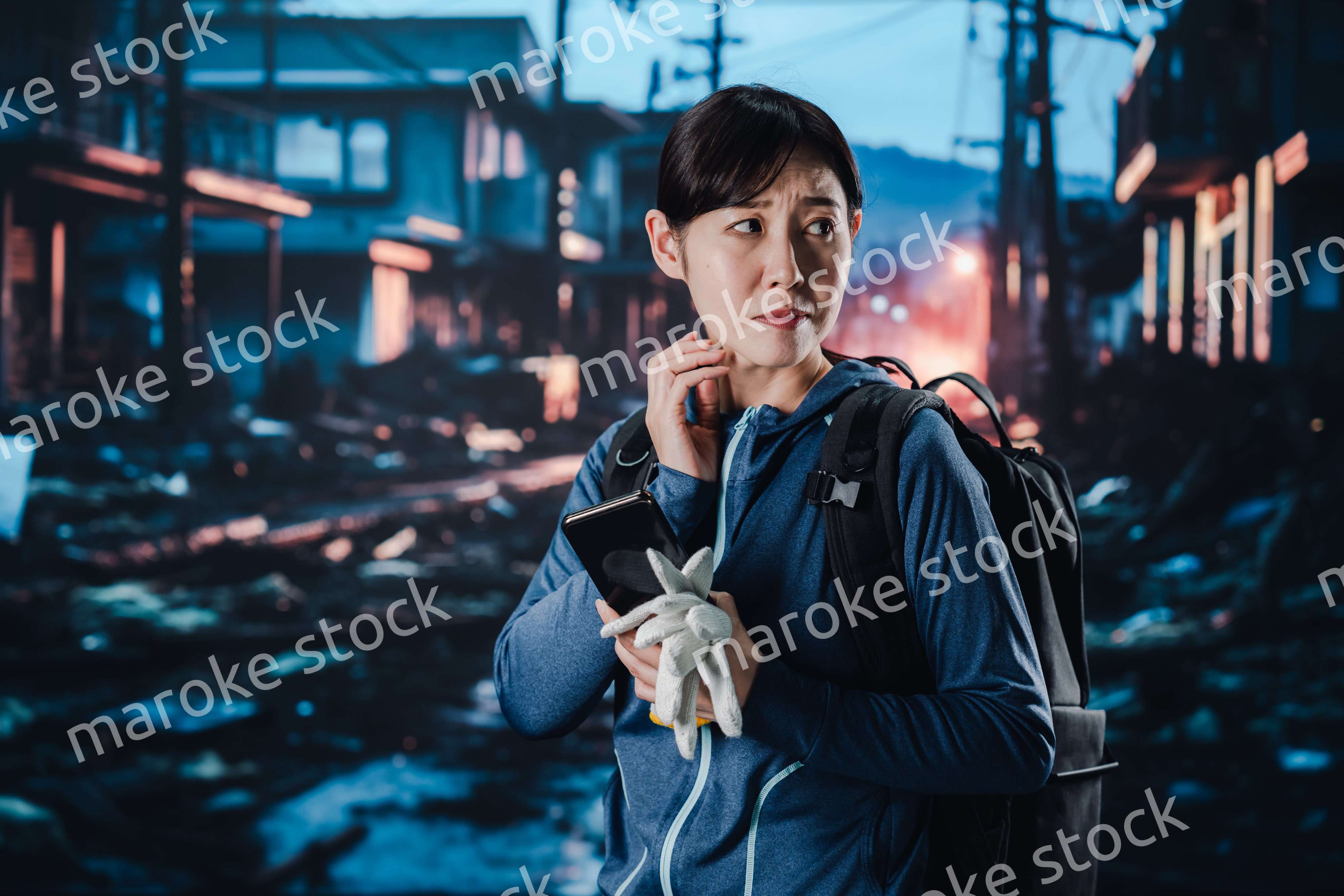 災害に遭い途方に暮れる女性