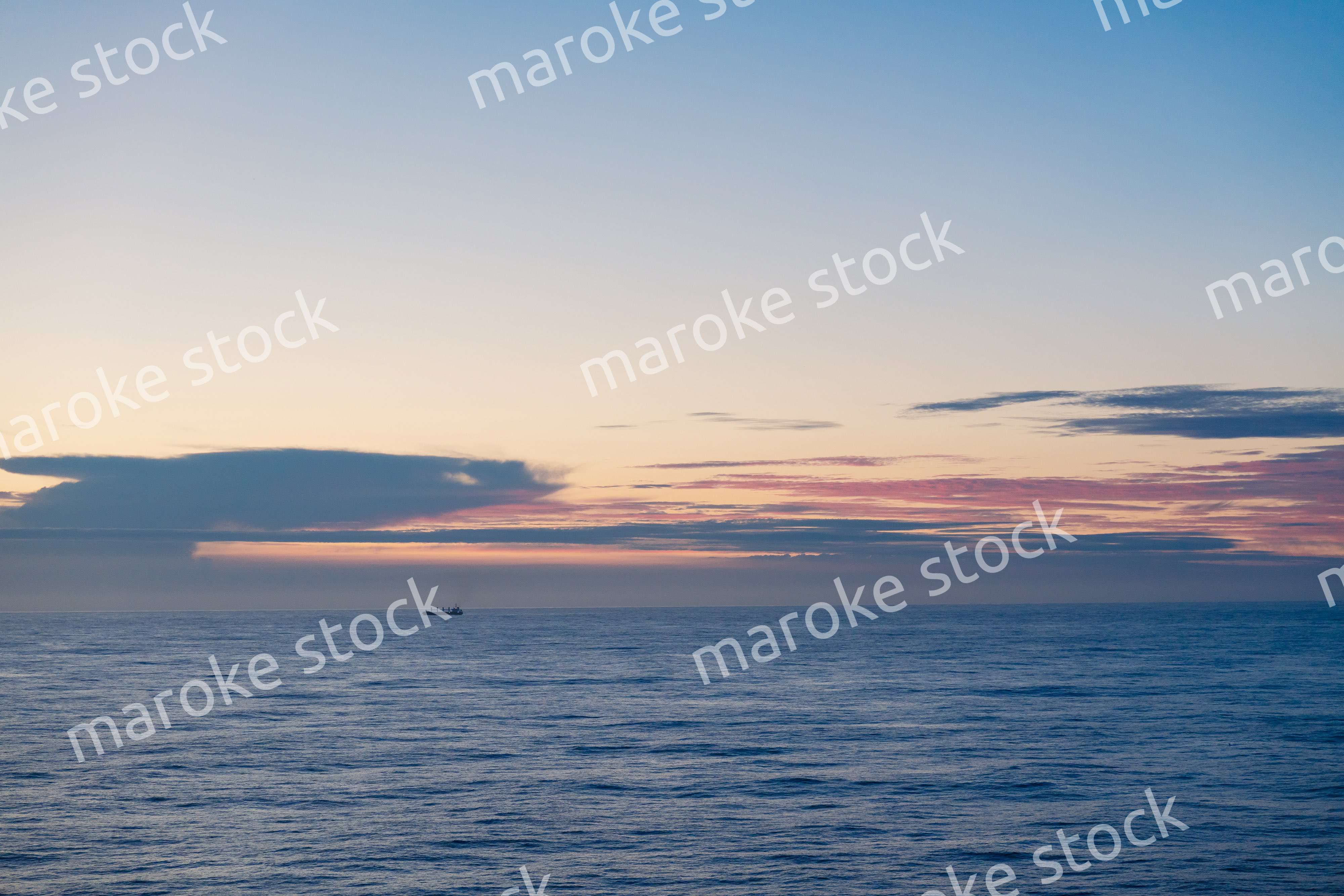 大海原を航海する貨物船