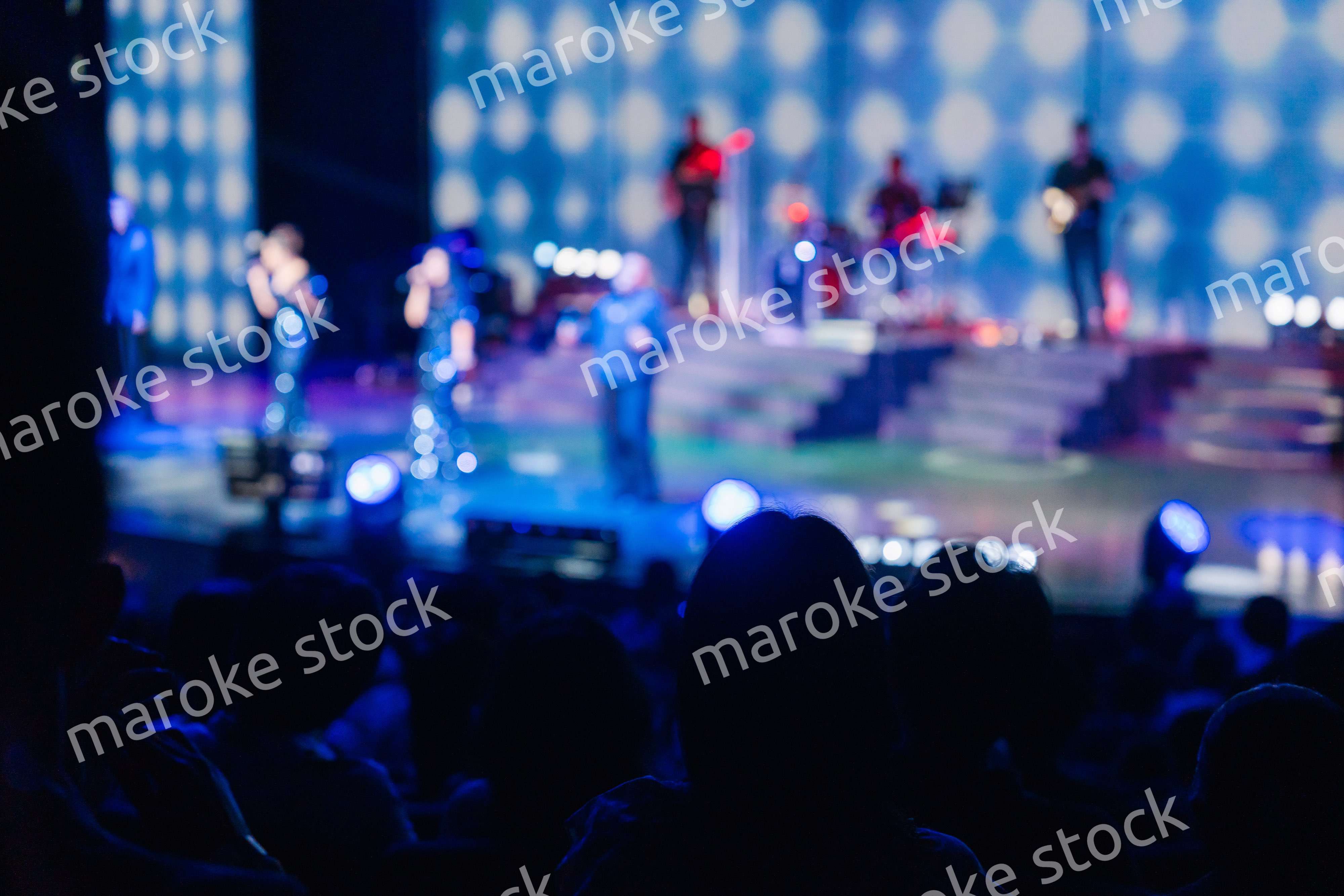 ホールでライブパフォーマンスを鑑賞する客