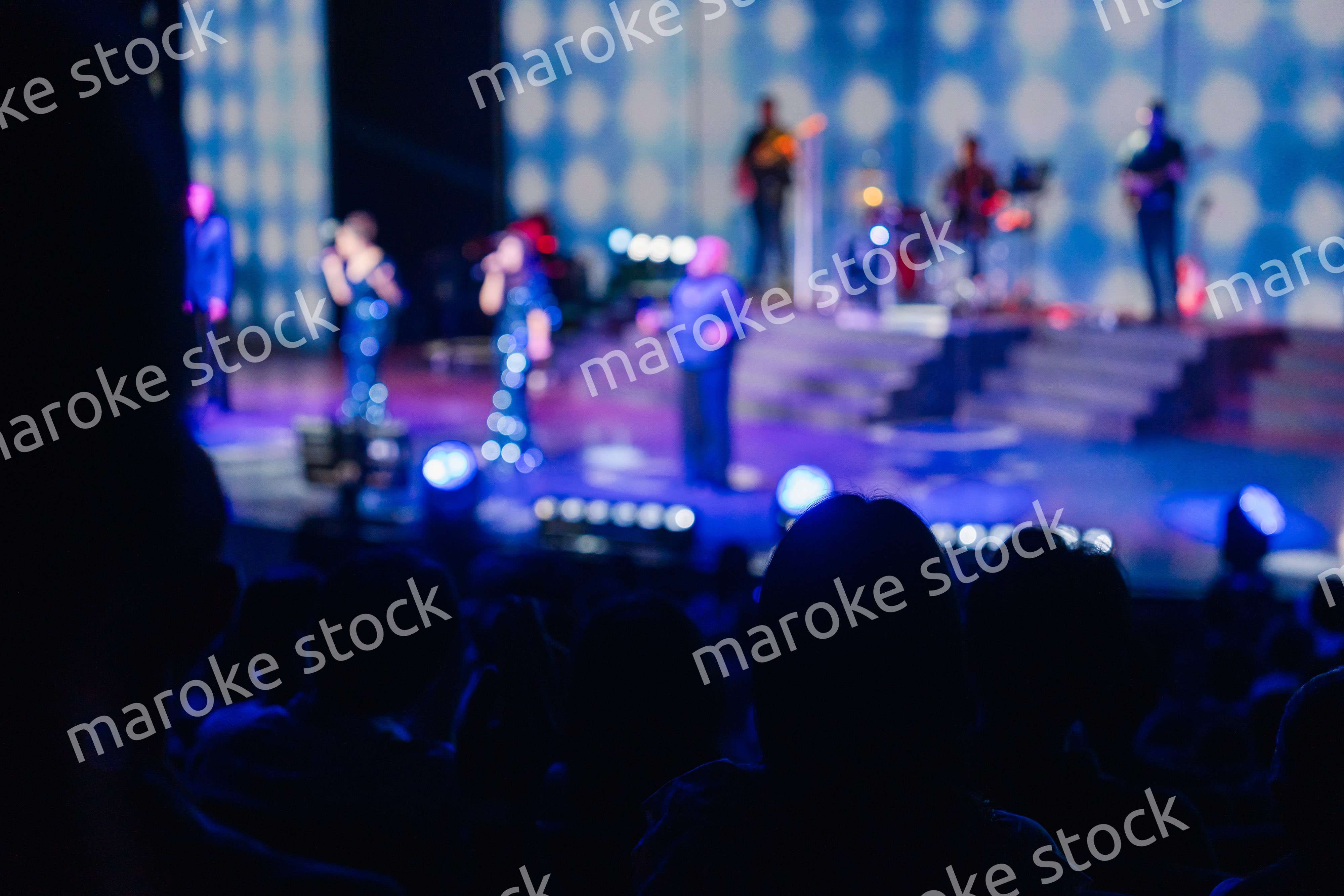 ホールでライブパフォーマンスを鑑賞する客