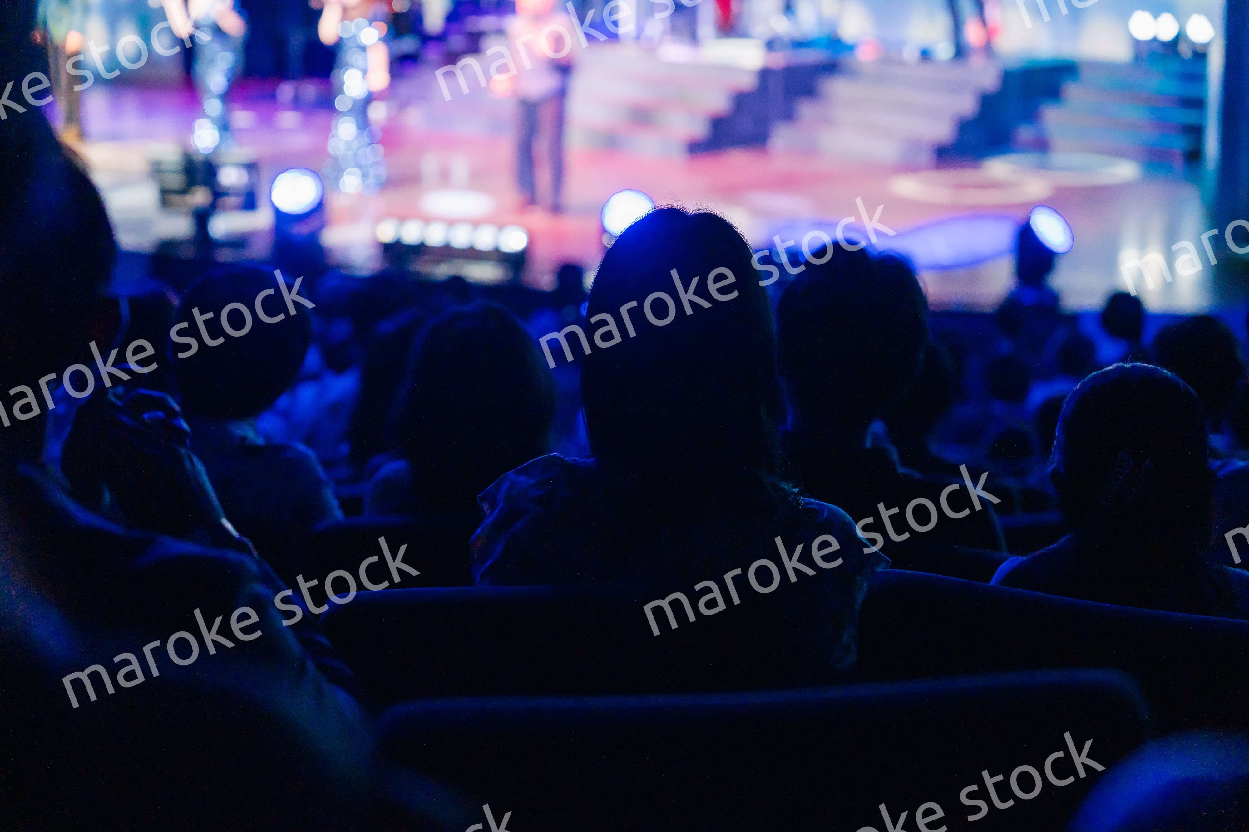 ホールでライブパフォーマンスを鑑賞する客