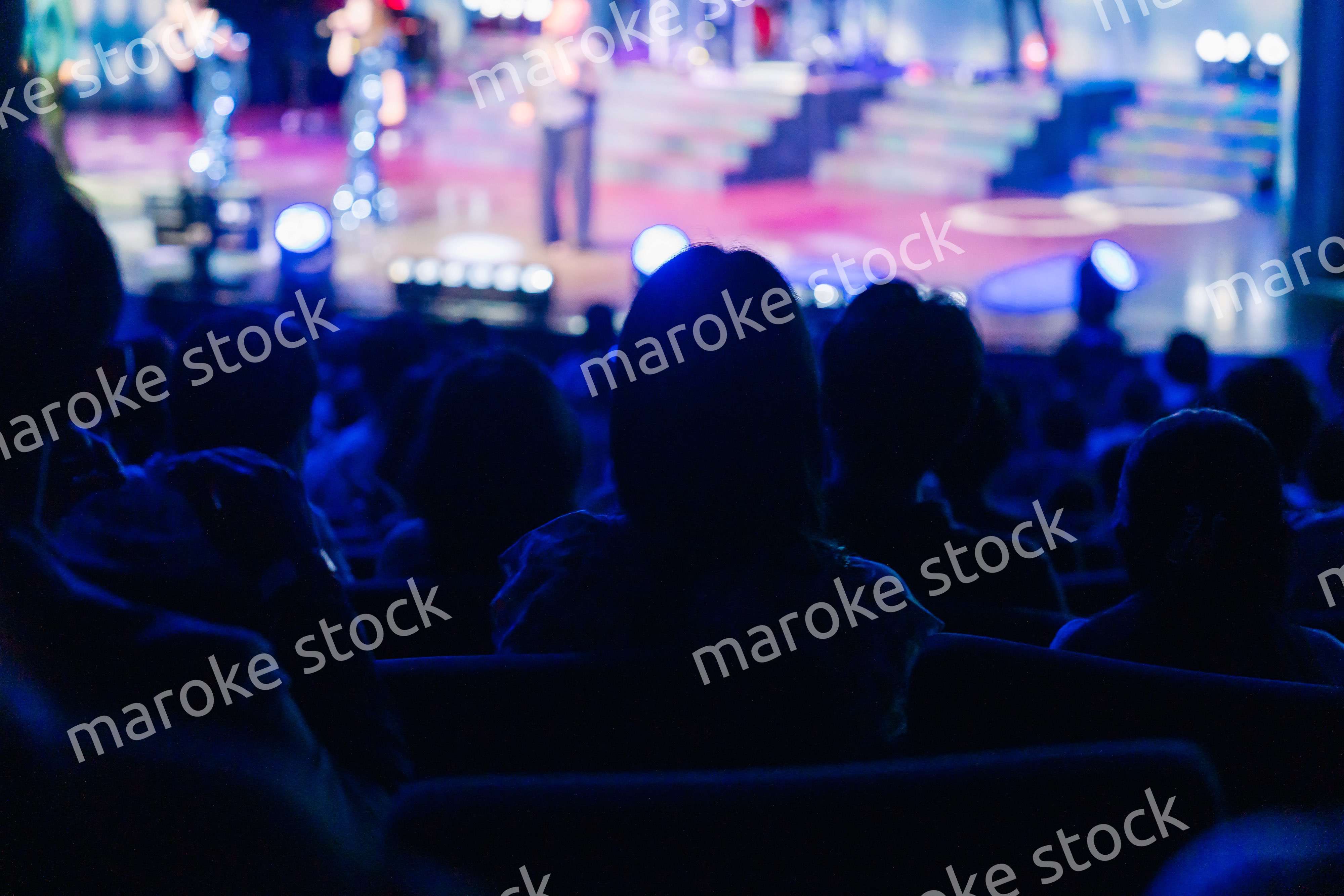 ホールでライブパフォーマンスを鑑賞する客