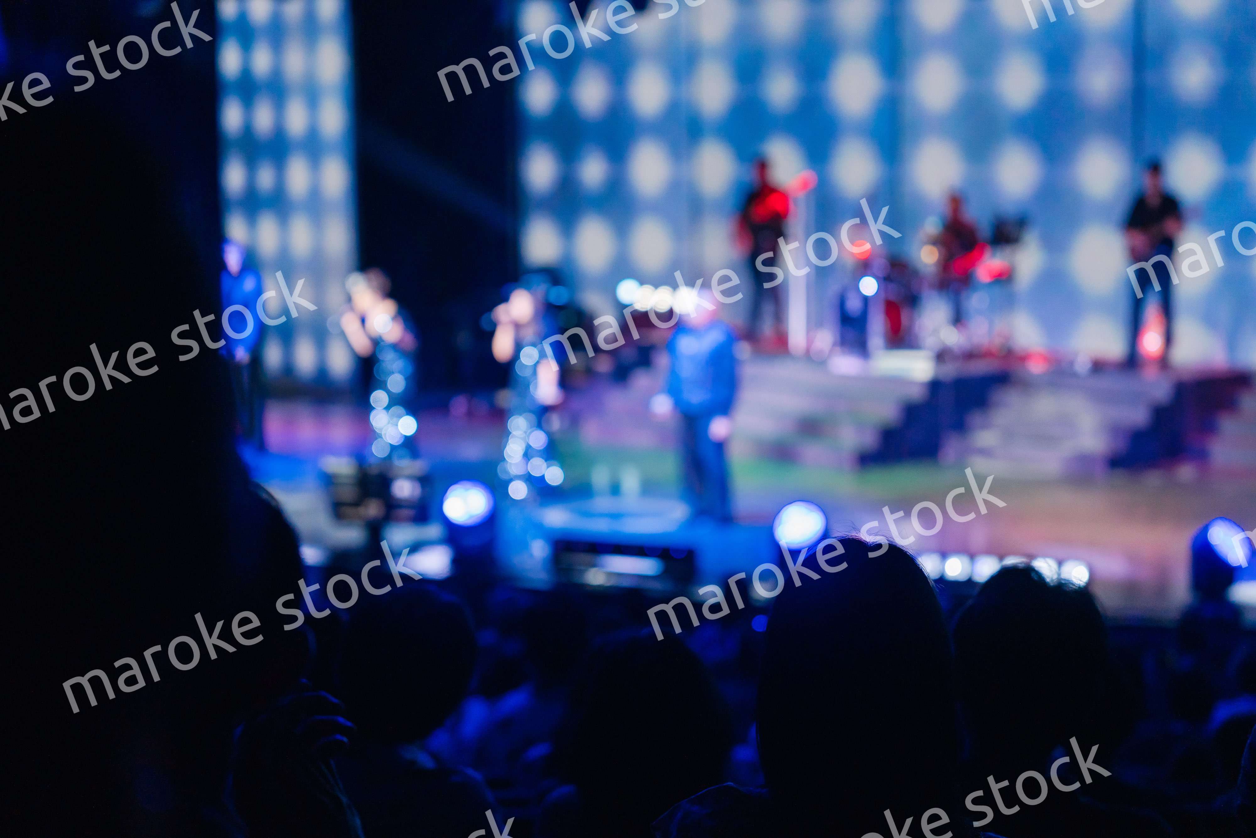 ホールでライブパフォーマンスを鑑賞する客