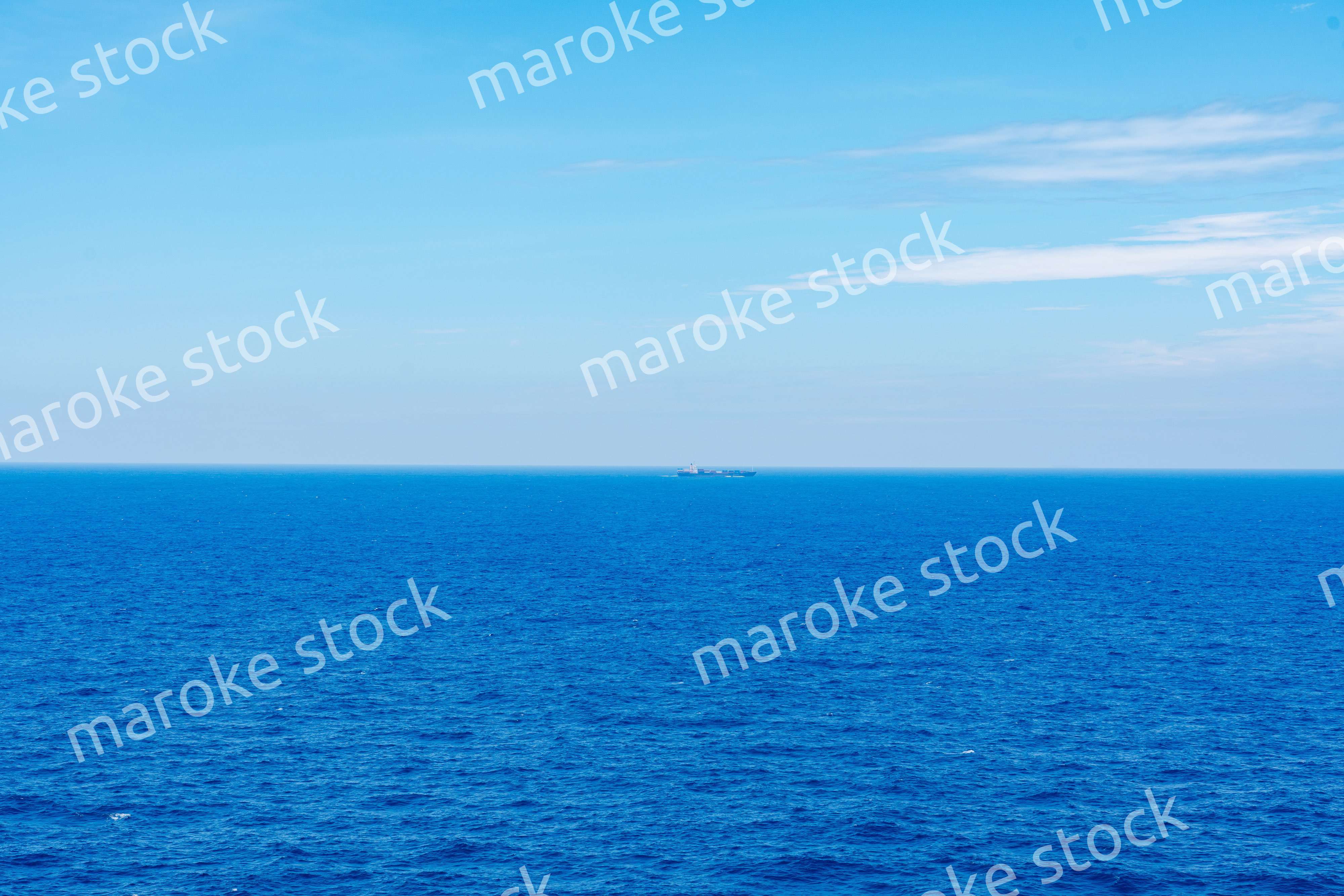 コンテナを積んで航海する貨物船