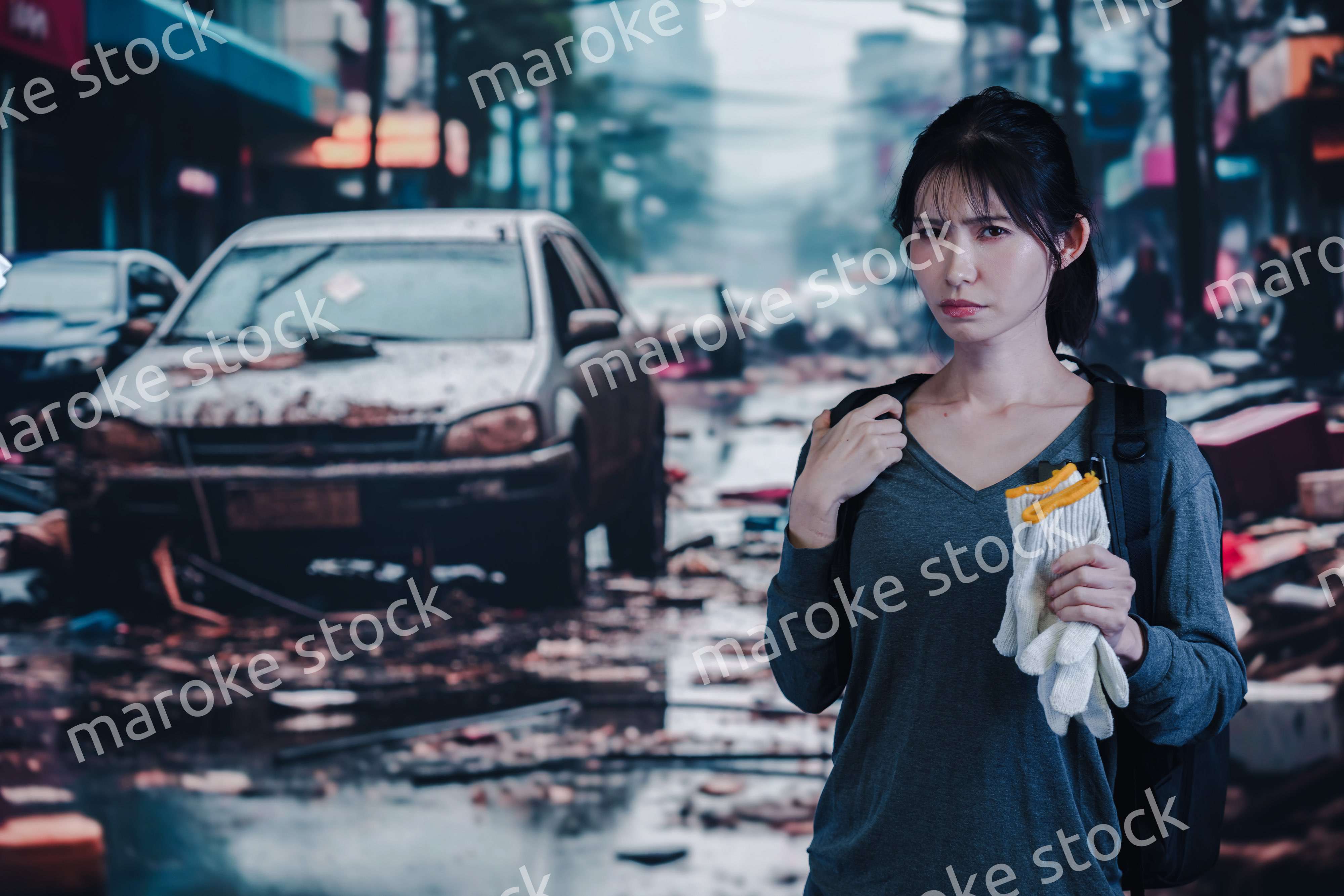 災害で被災した若い女性