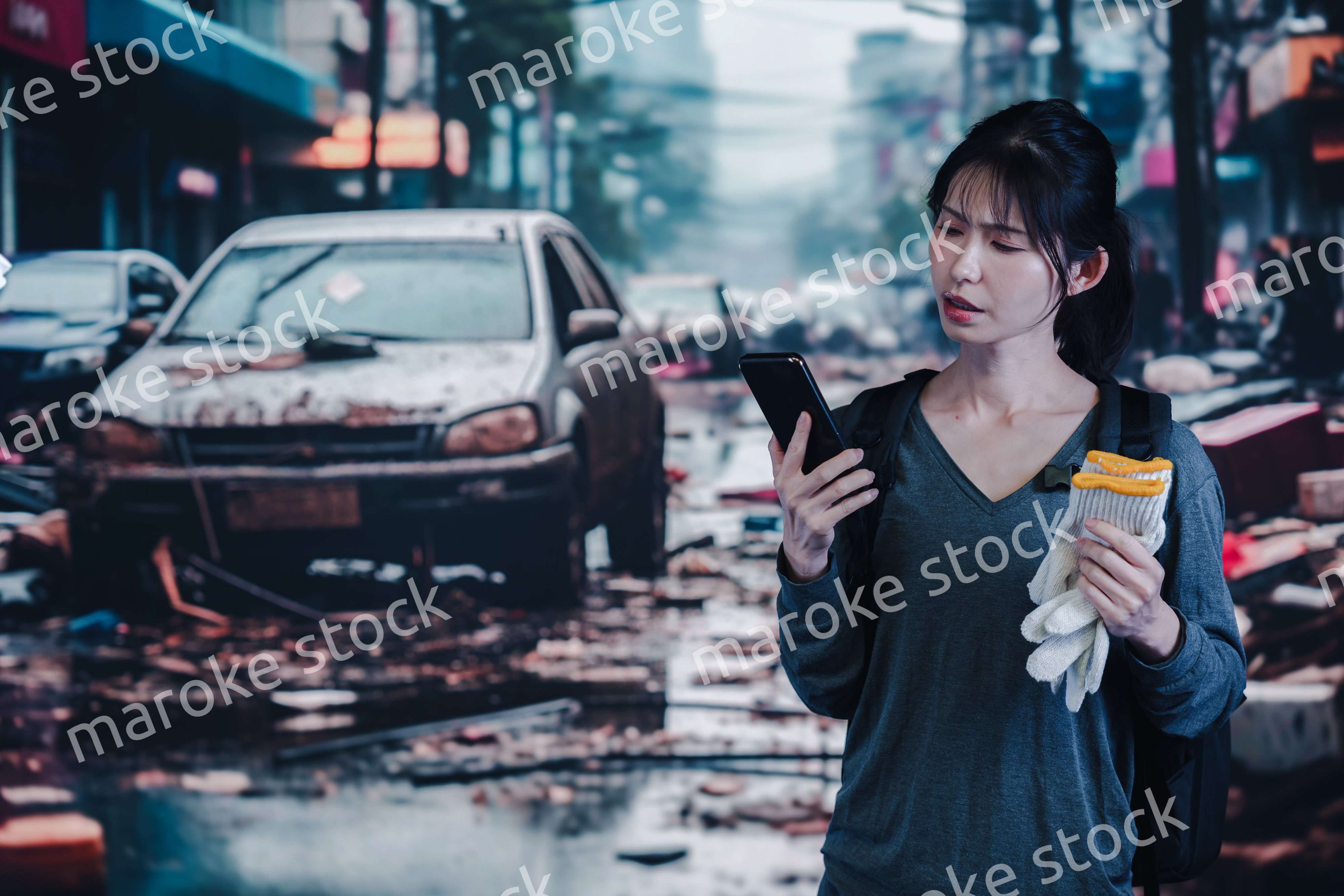 災害で被災した若い女性