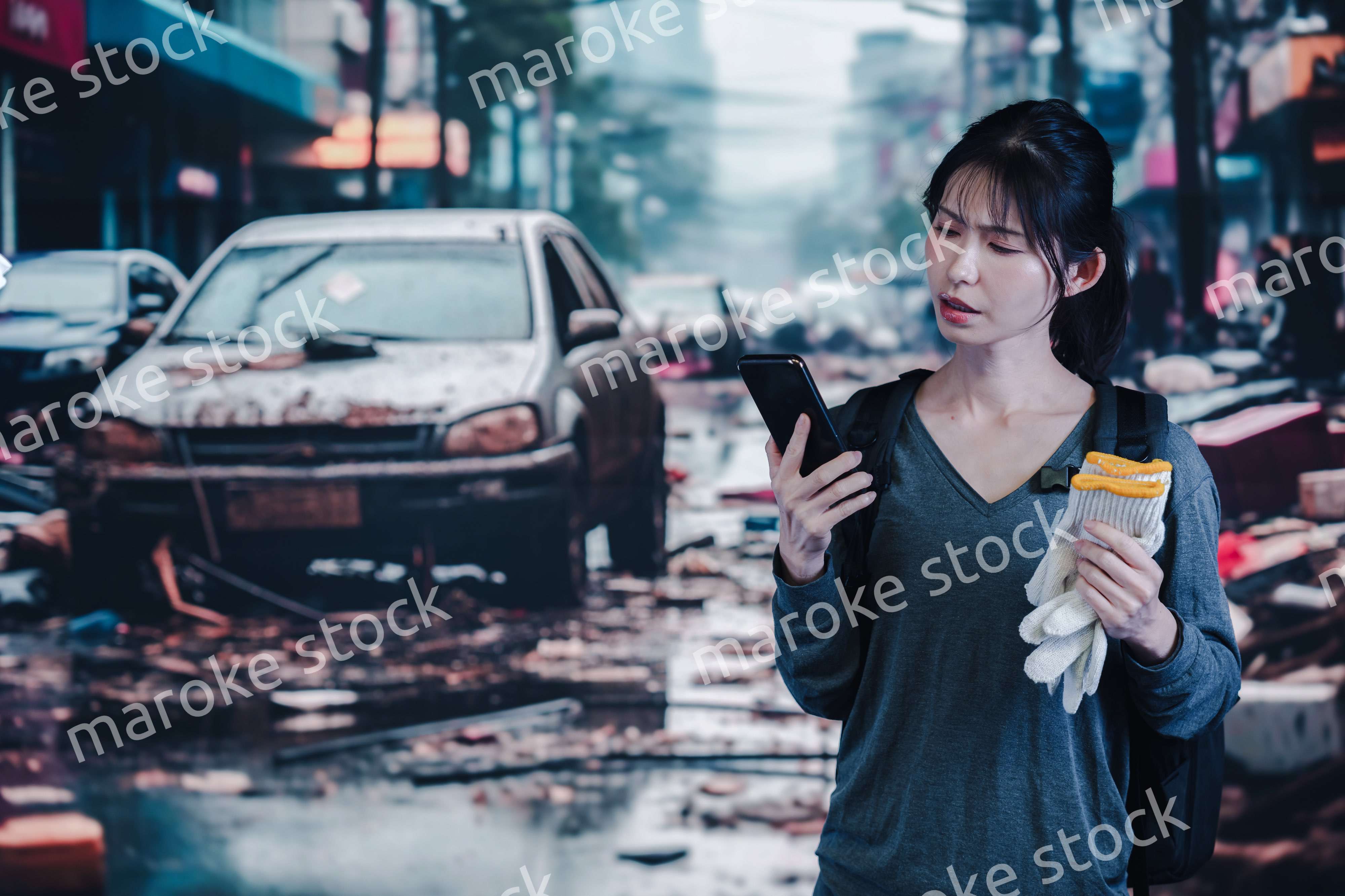 災害で被災した若い女性