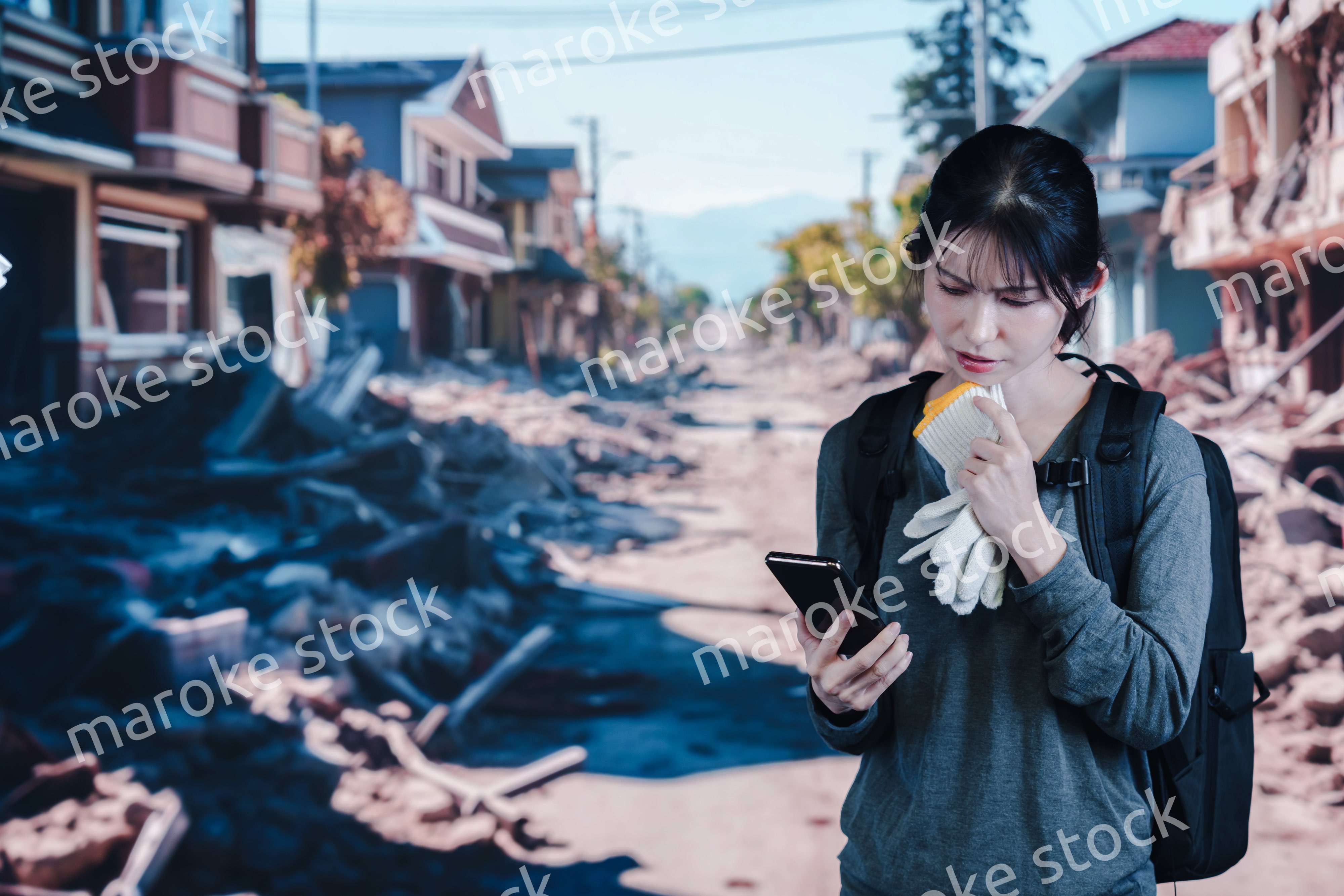 災害で被災した若い女性