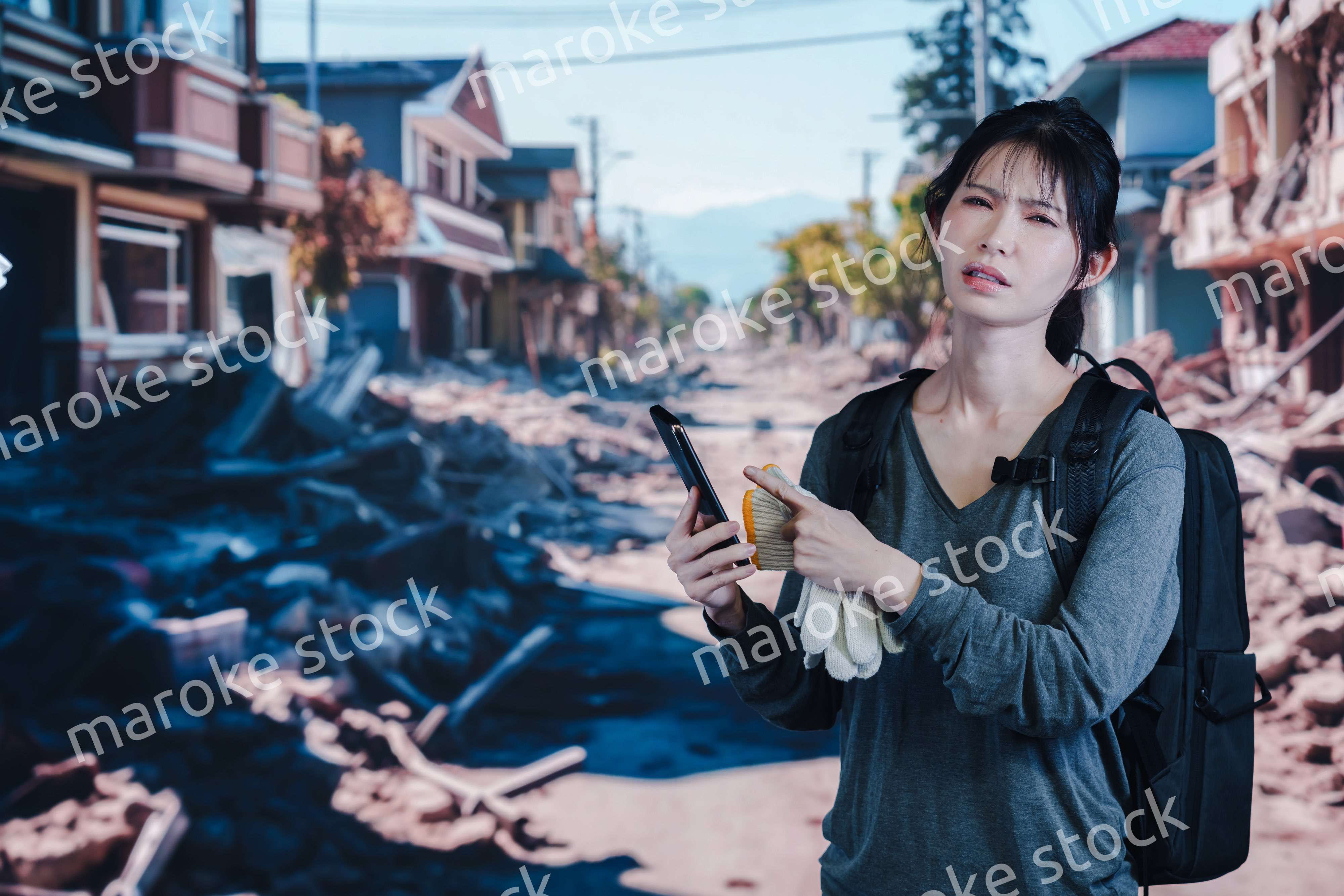 災害で被災した若い女性