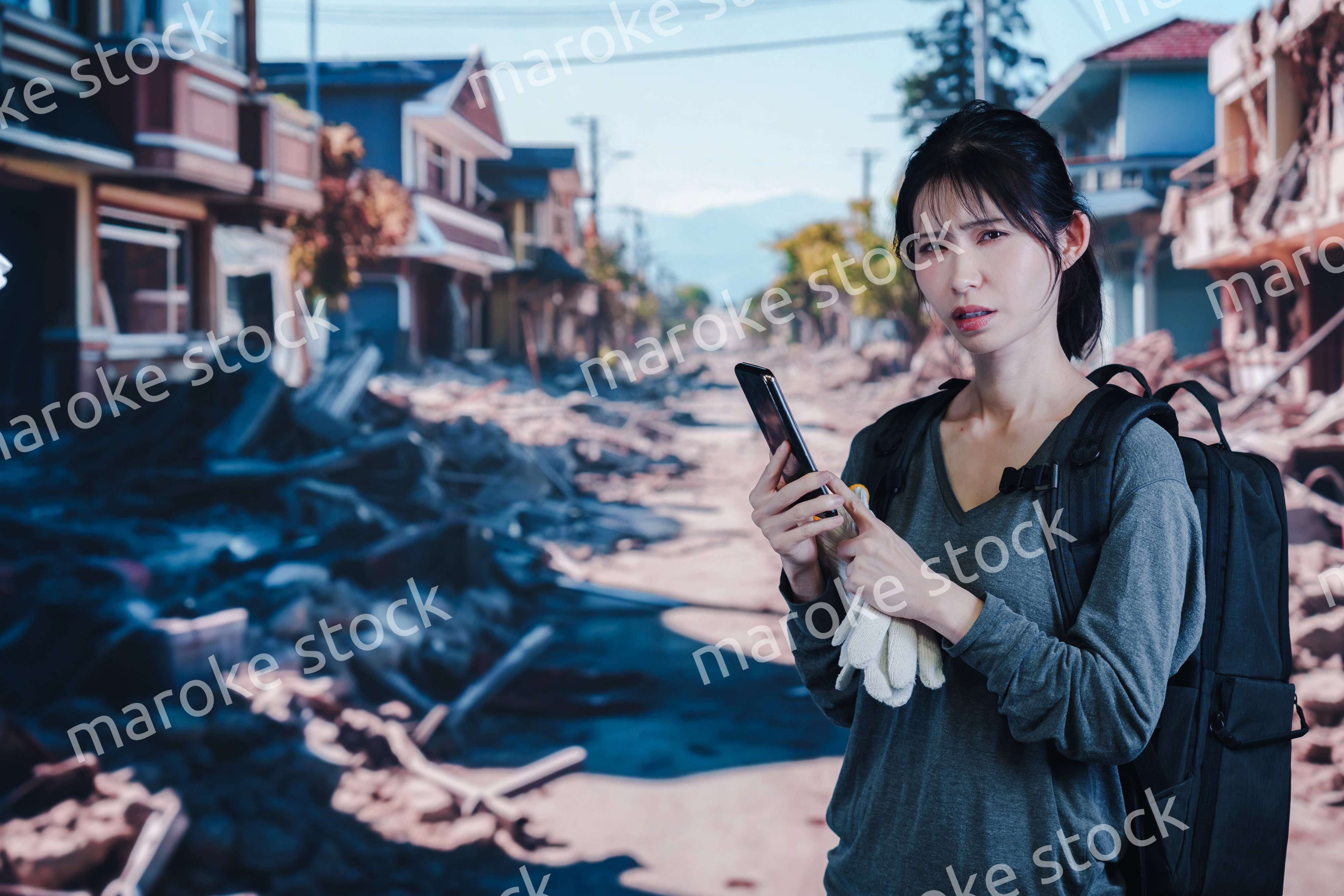 災害で被災した若い女性