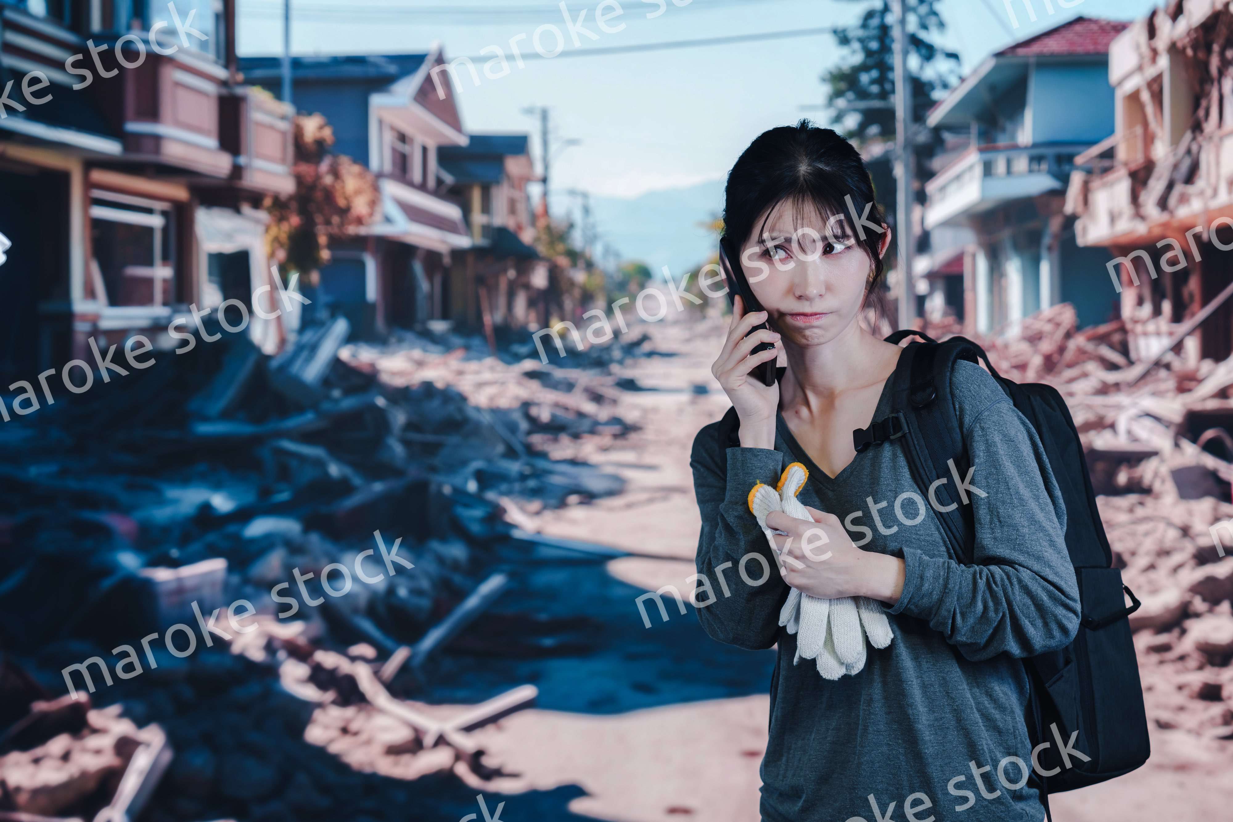 災害で被災した若い女性