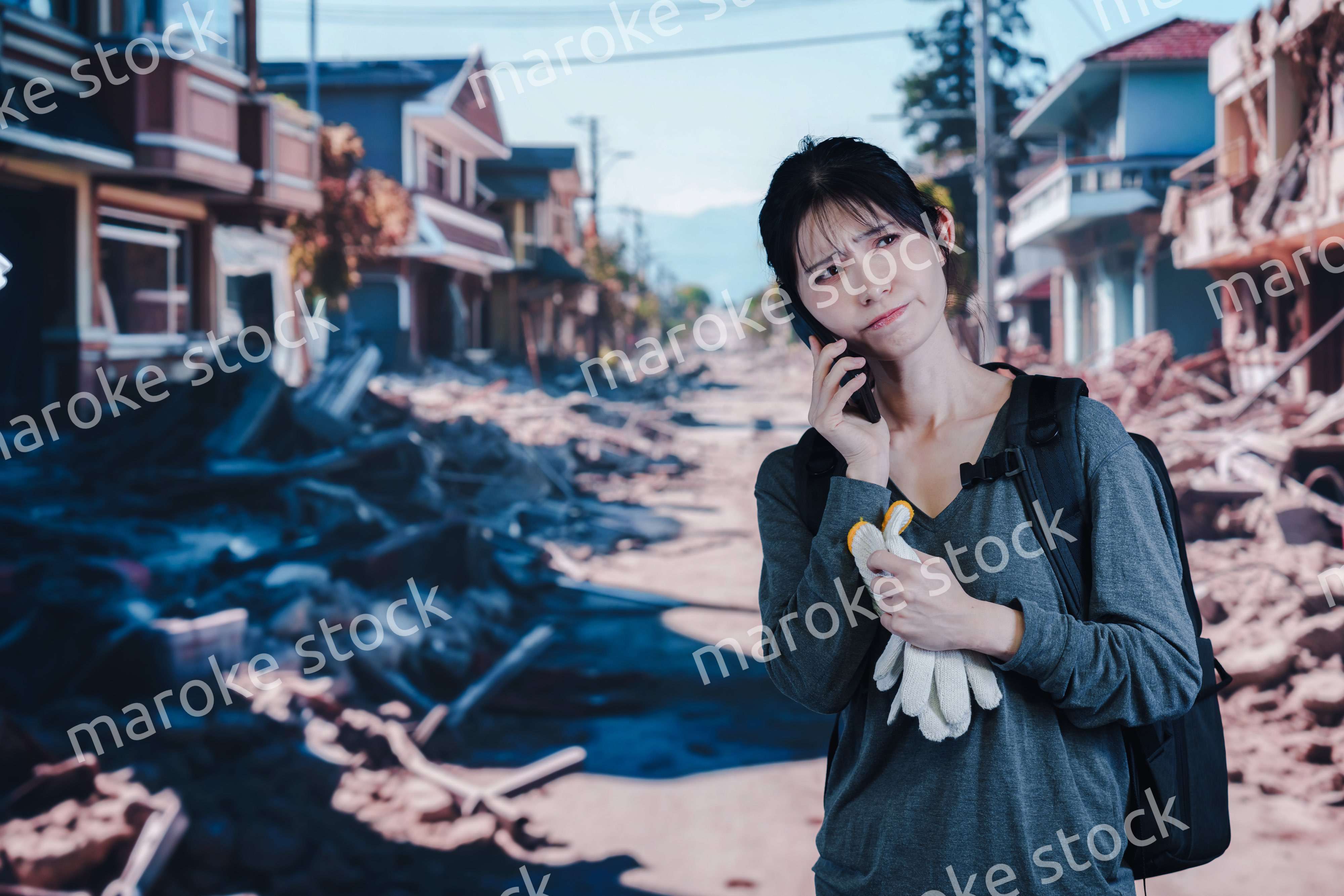 災害で被災した若い女性