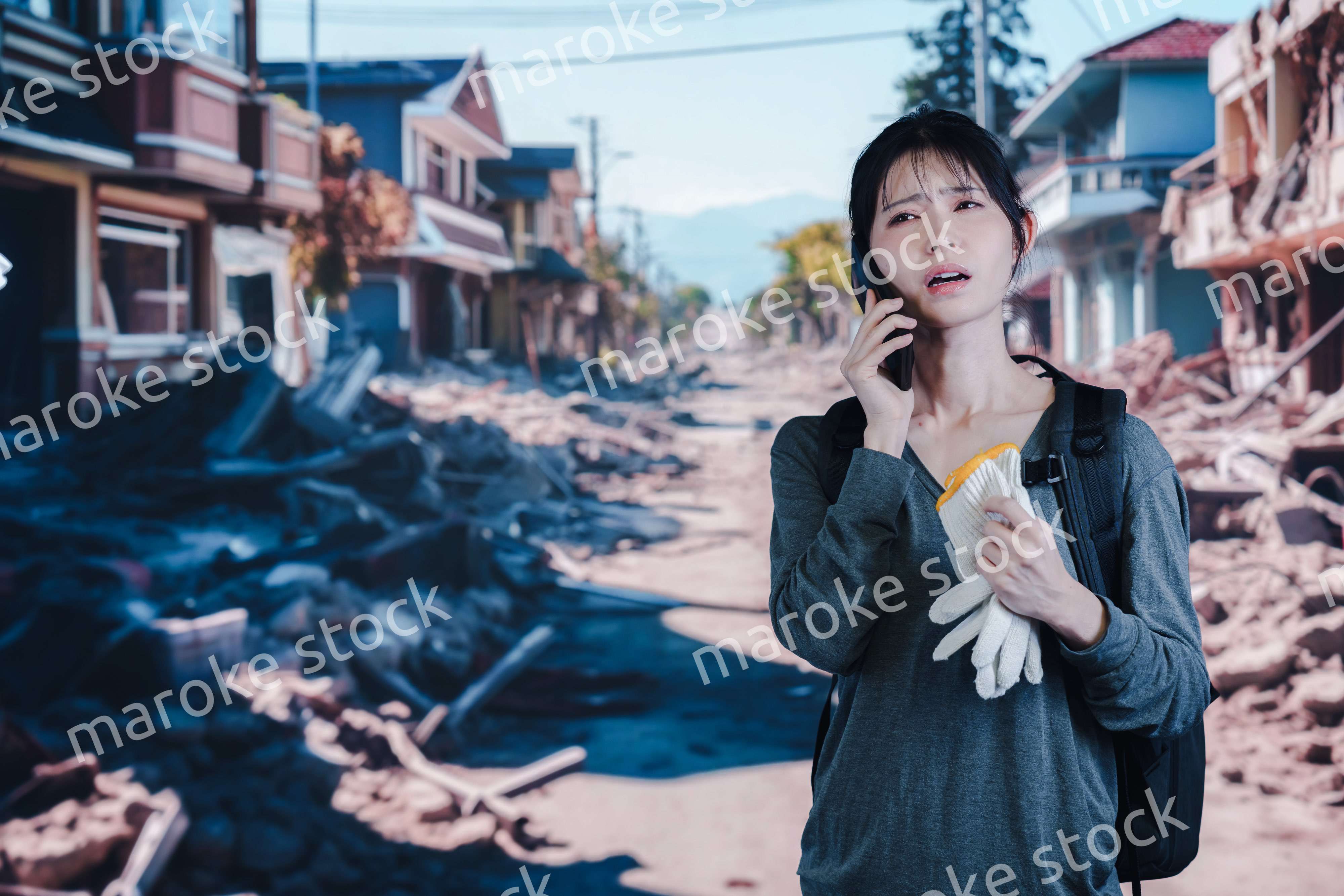 災害で被災した若い女性