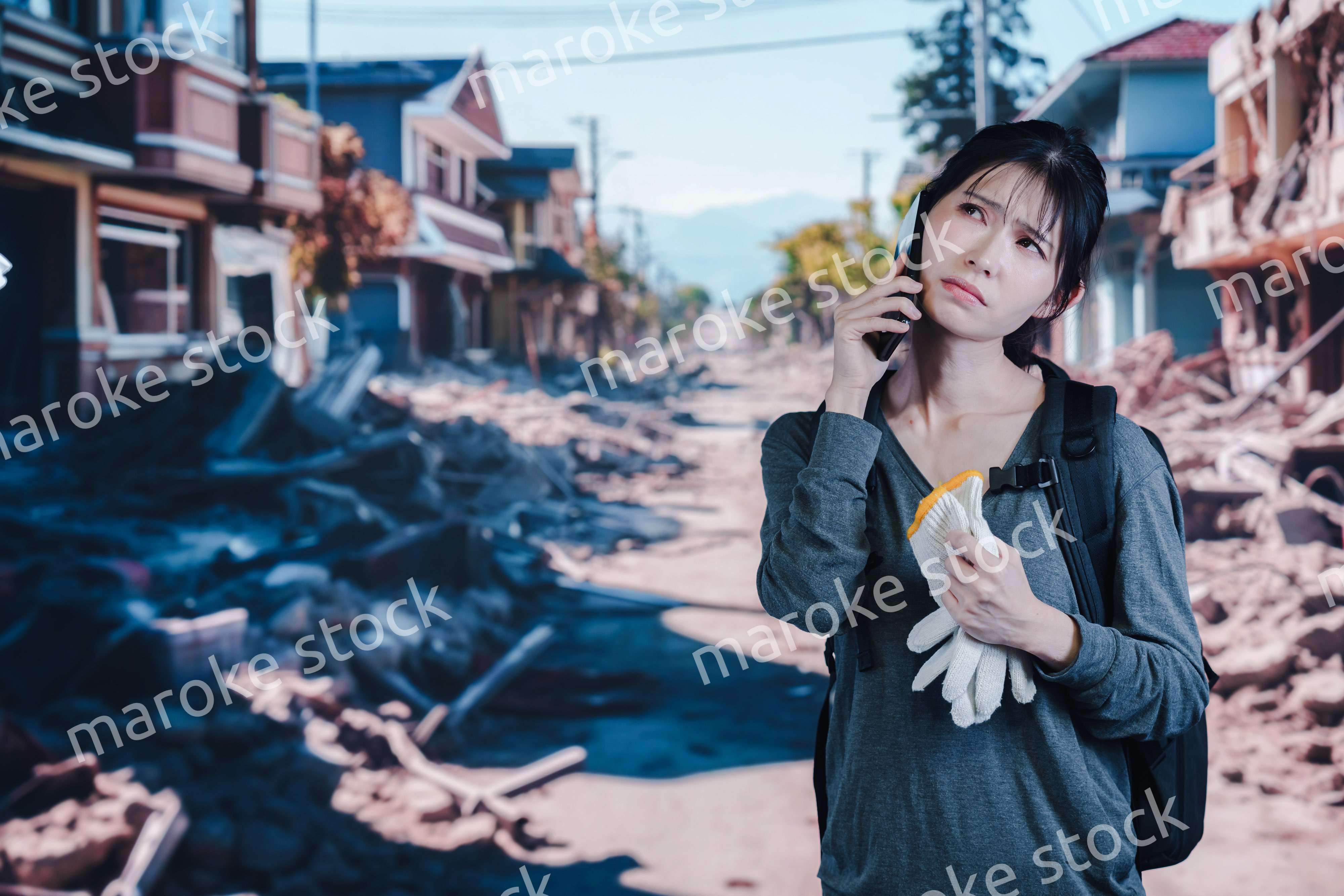 災害で被災した若い女性