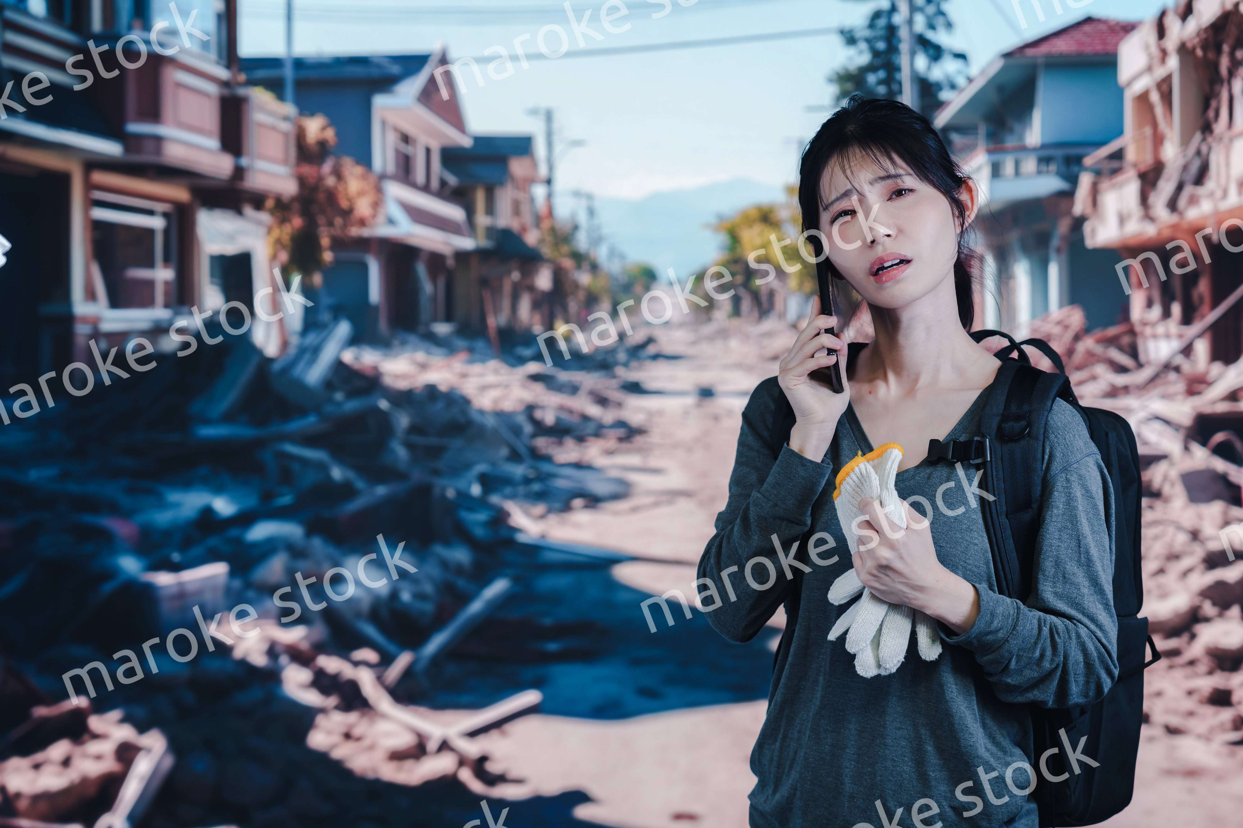 災害で被災した若い女性