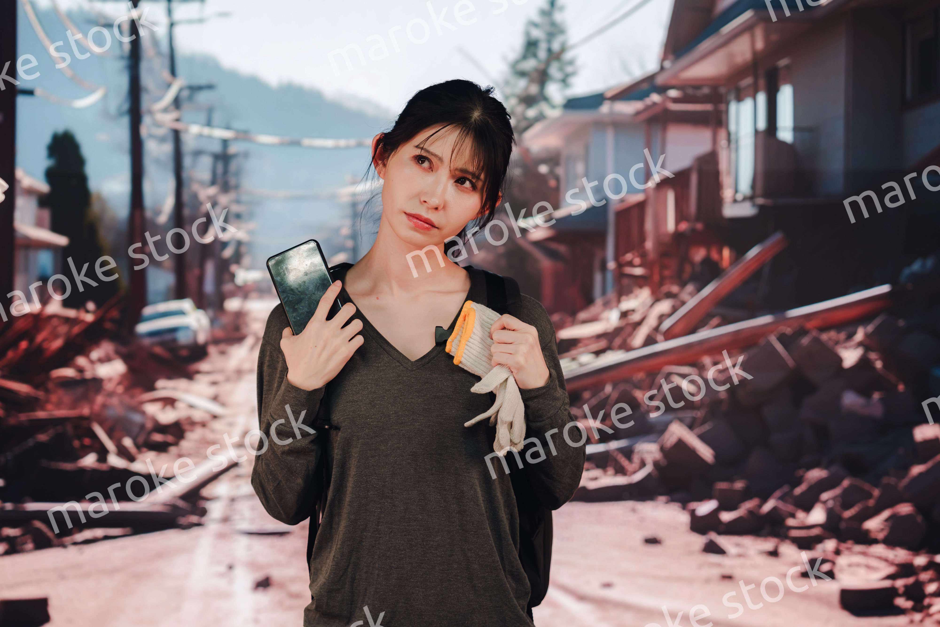 災害で被災した若い女性