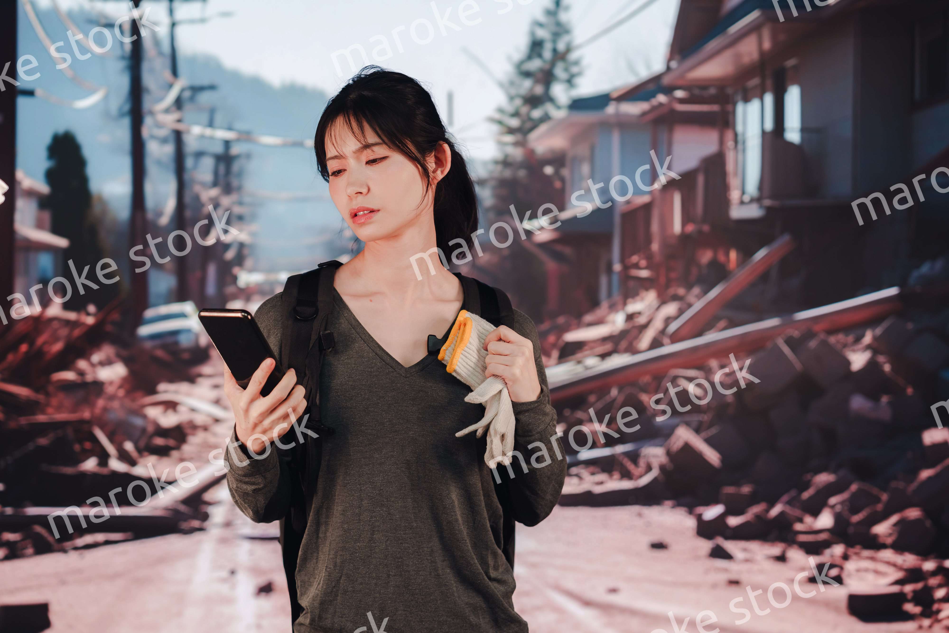 災害で被災した若い女性