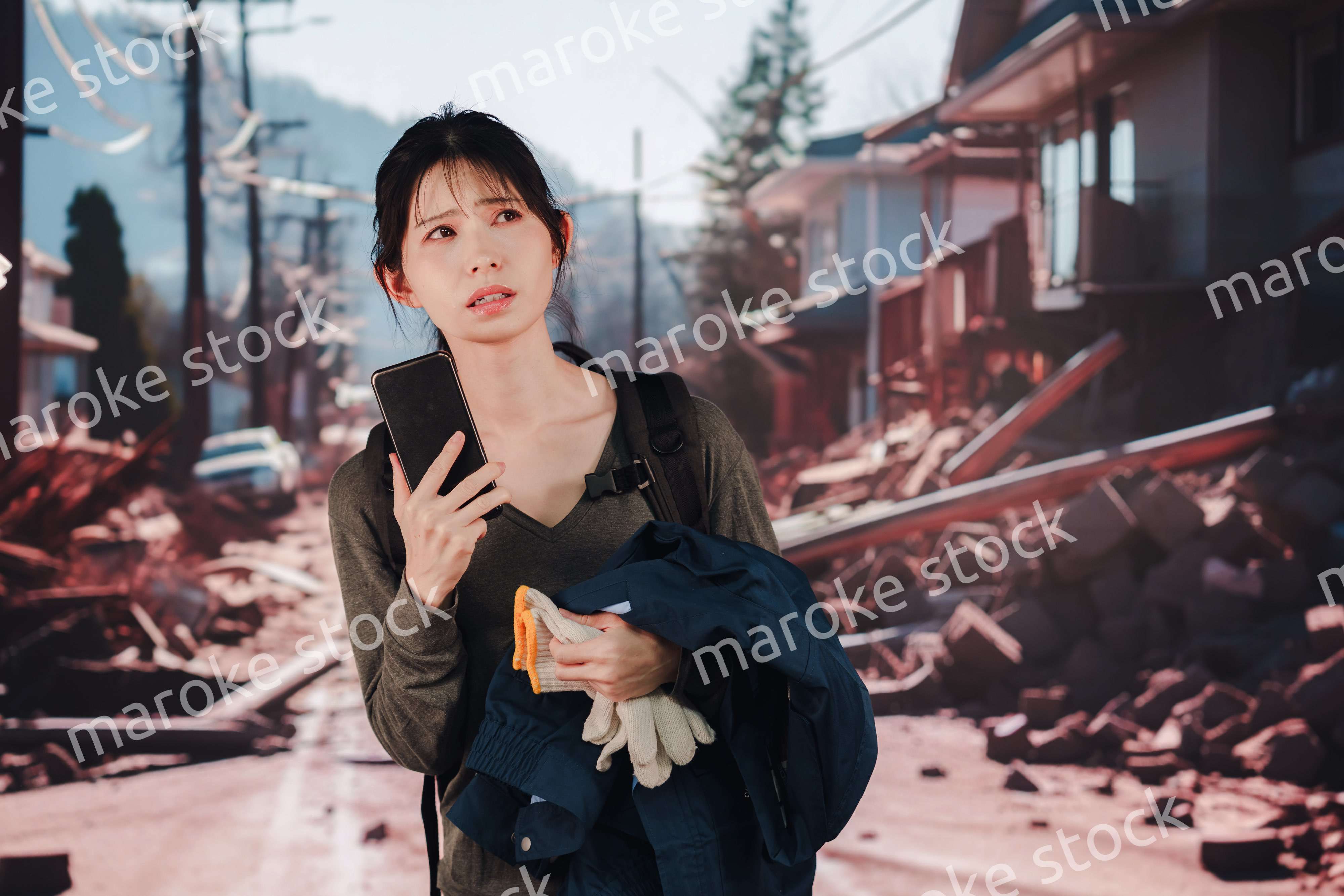 災害で被災した若い女性