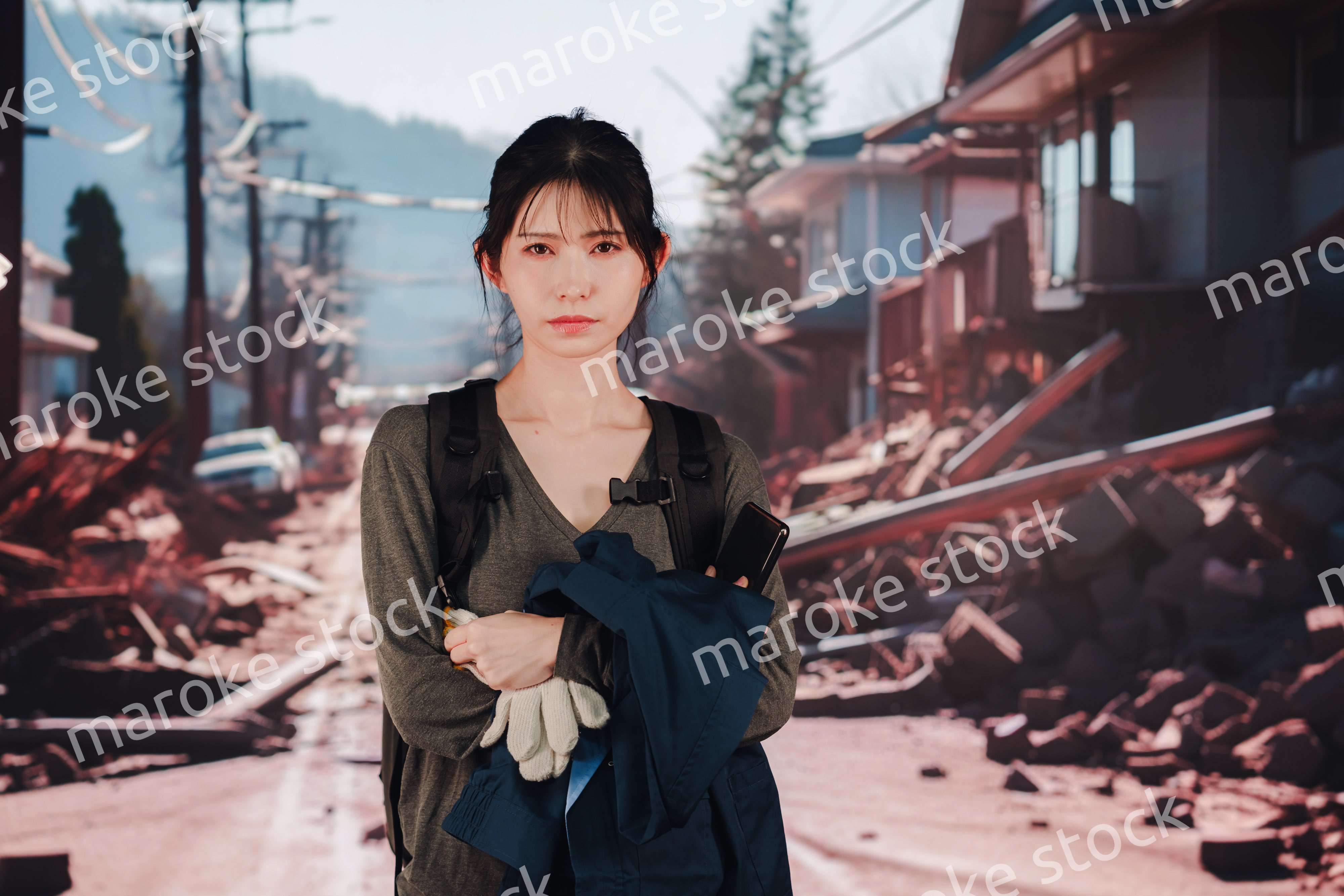 災害で被災した若い女性