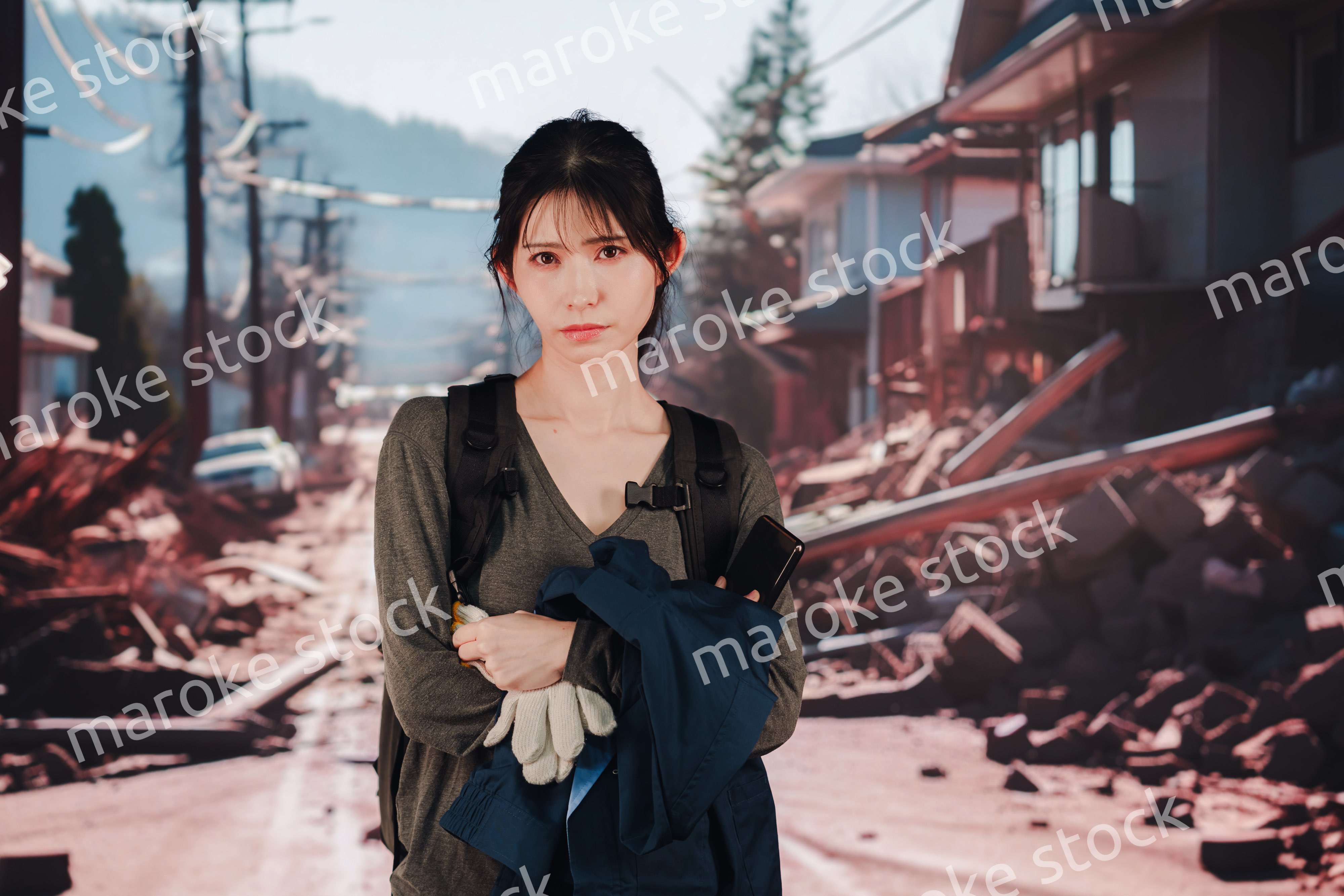 災害で被災した若い女性