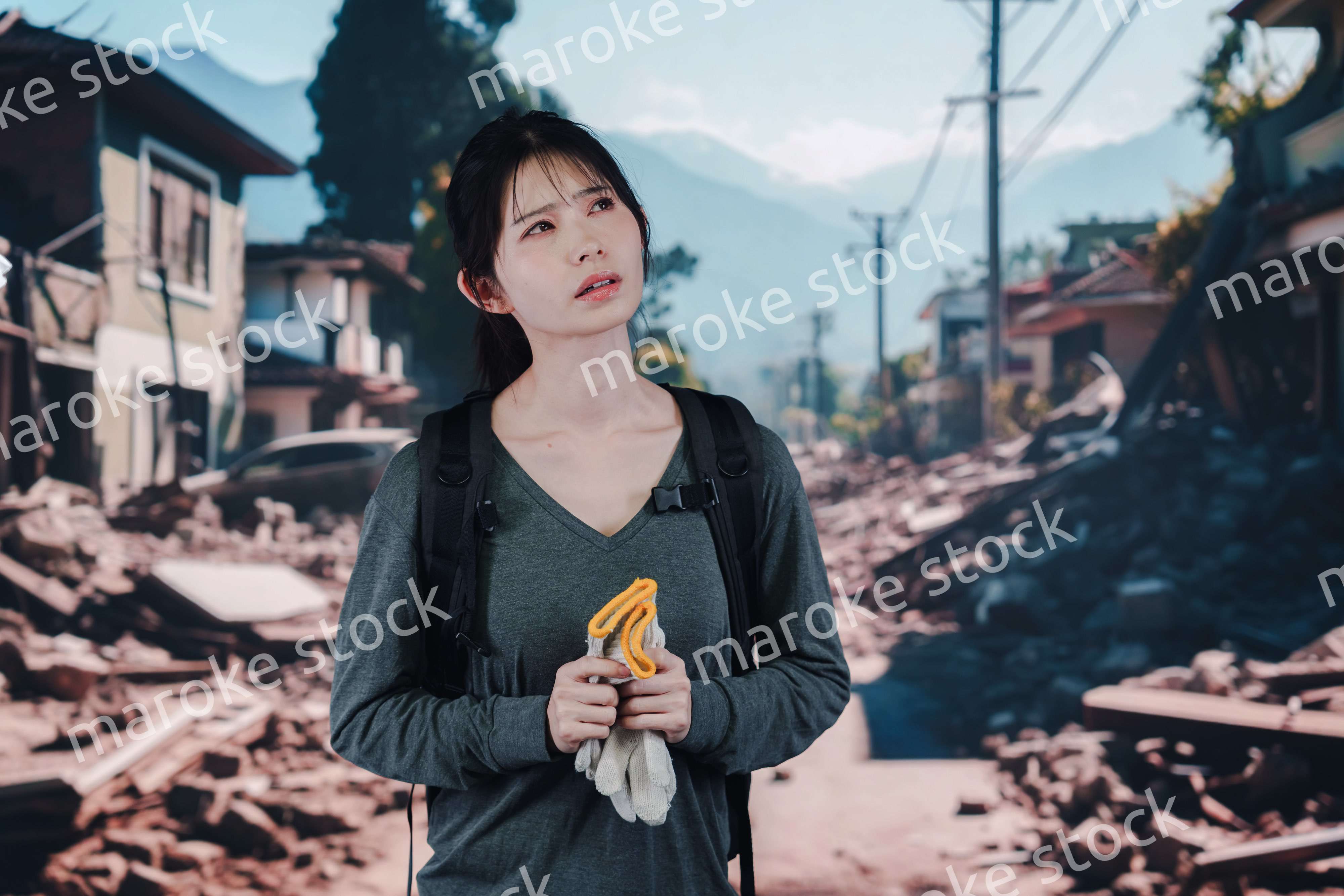 災害で被災した若い女性