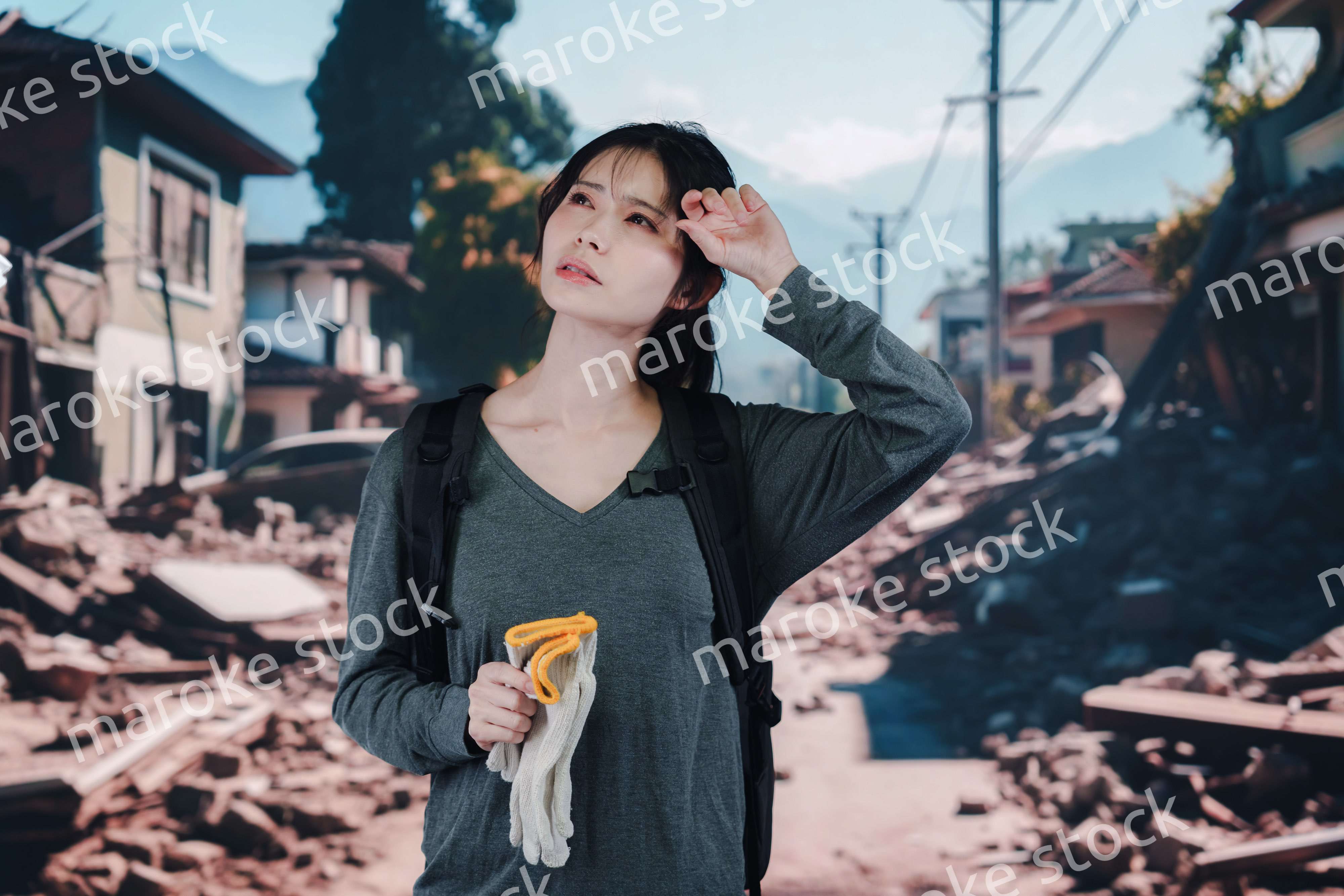 災害で被災した若い女性