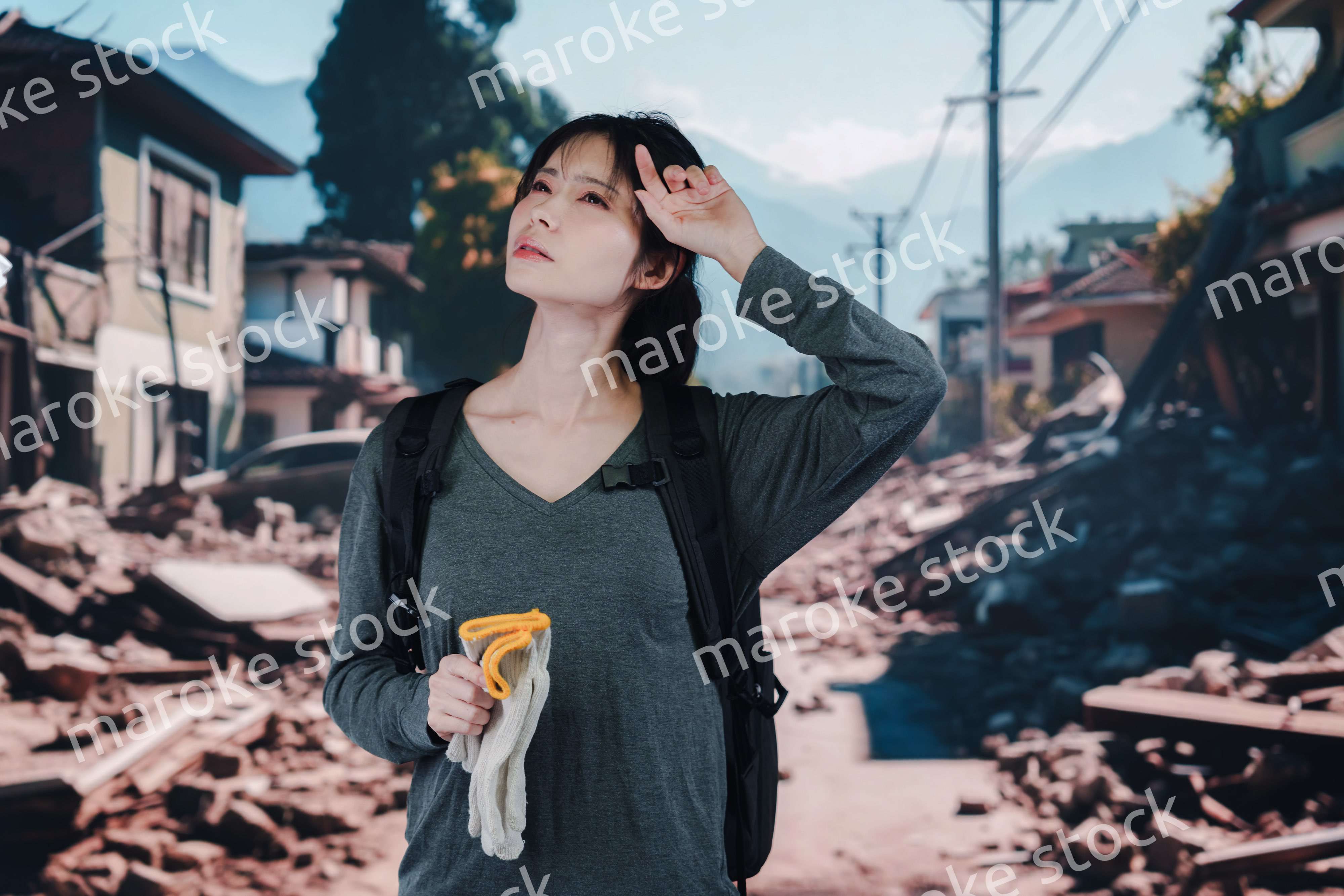 災害で被災した若い女性