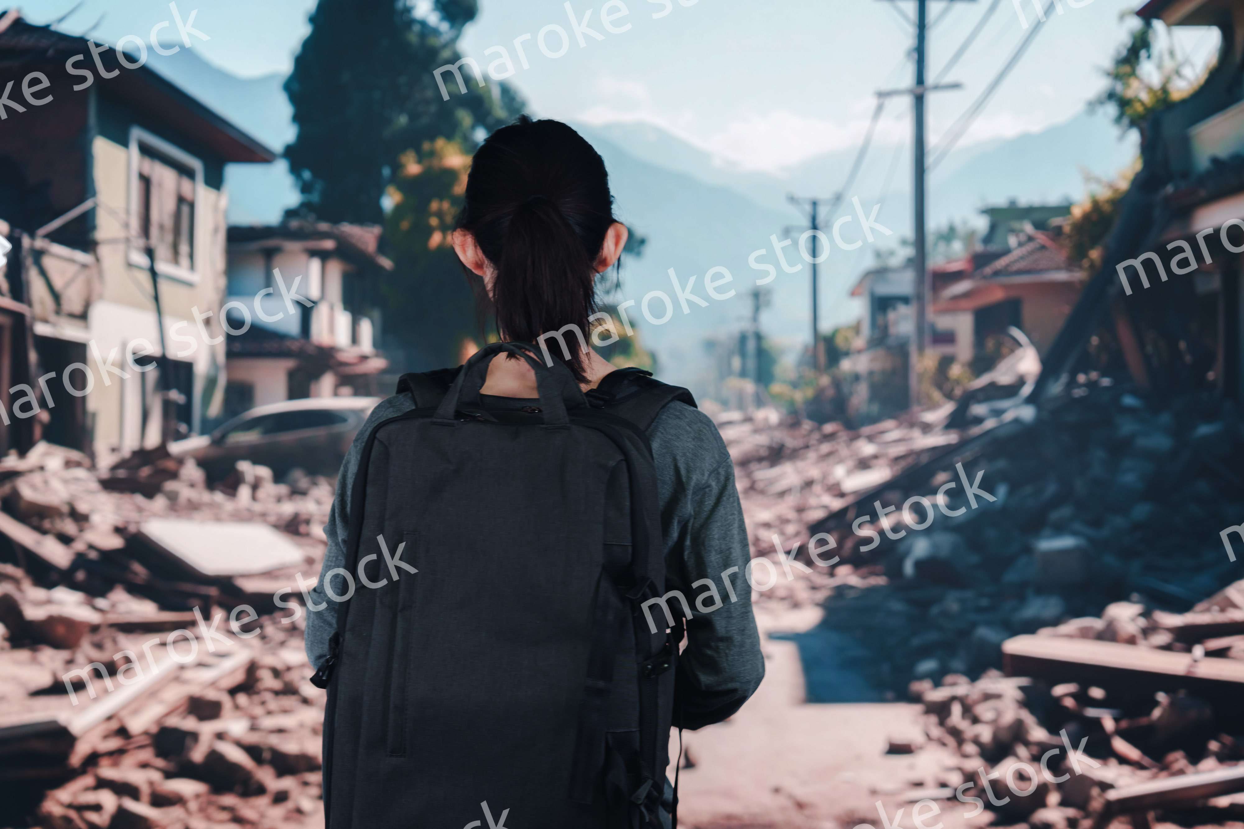 災害で被災した若い女性