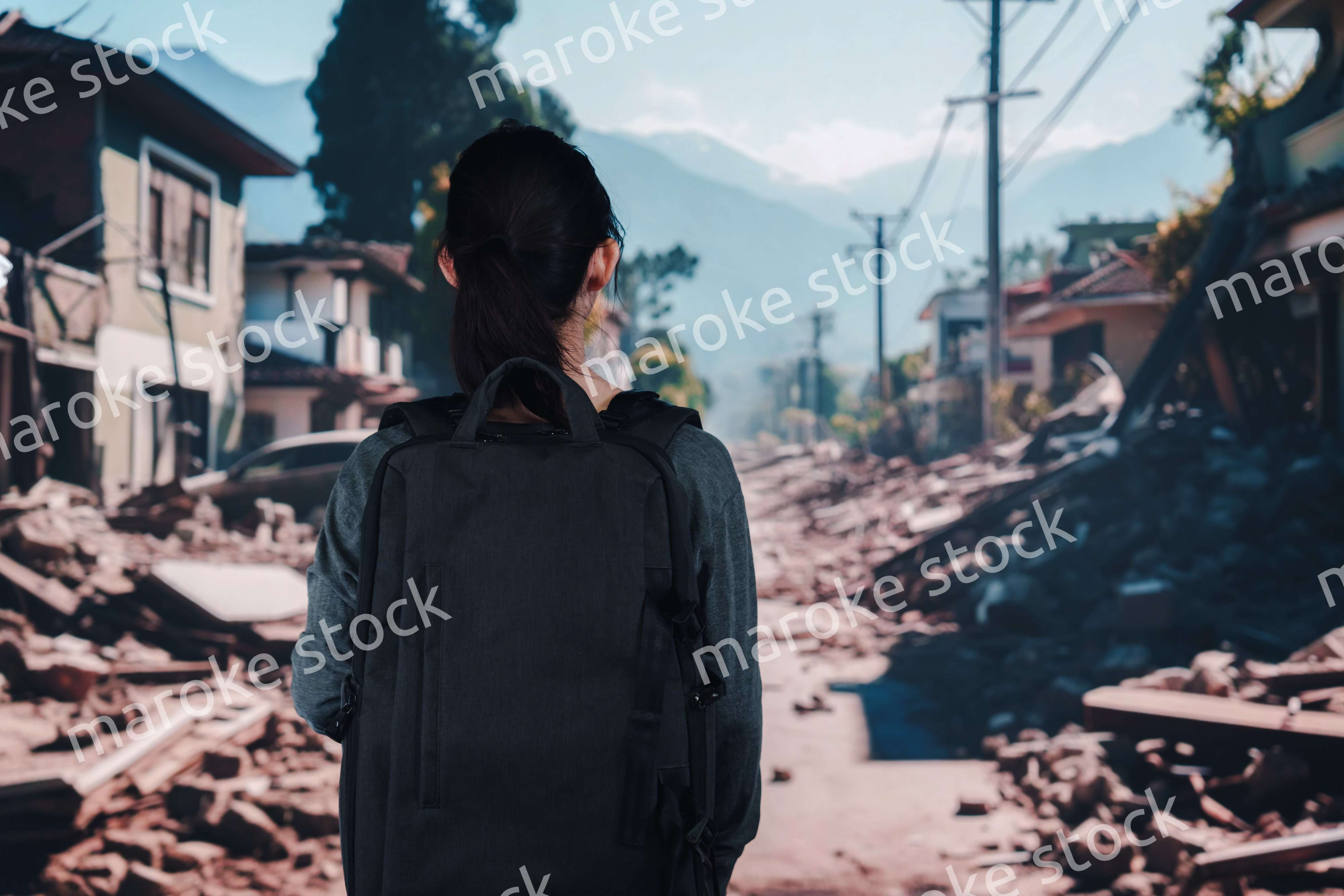 災害で被災した若い女性