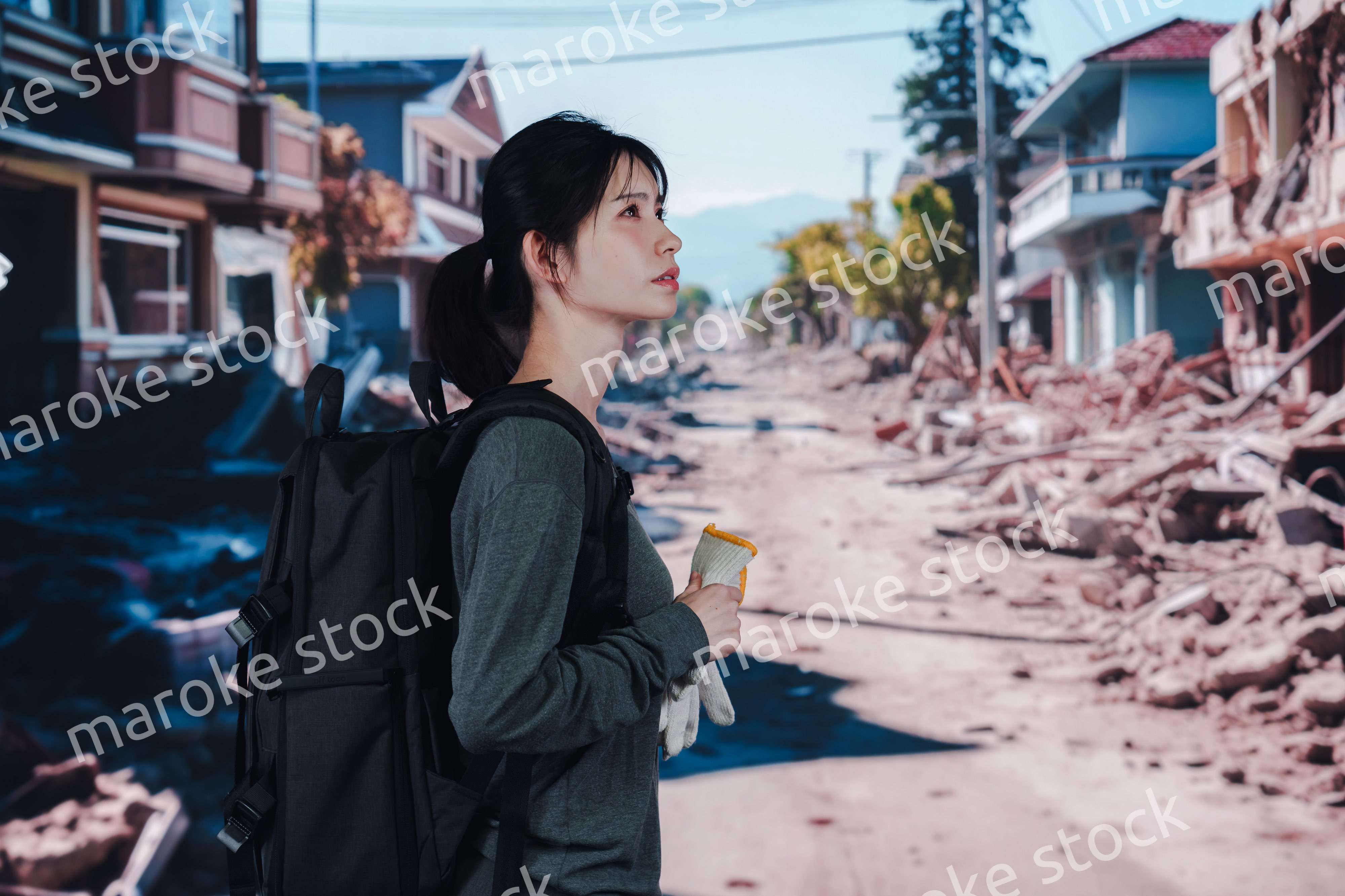 災害で被災した若い女性