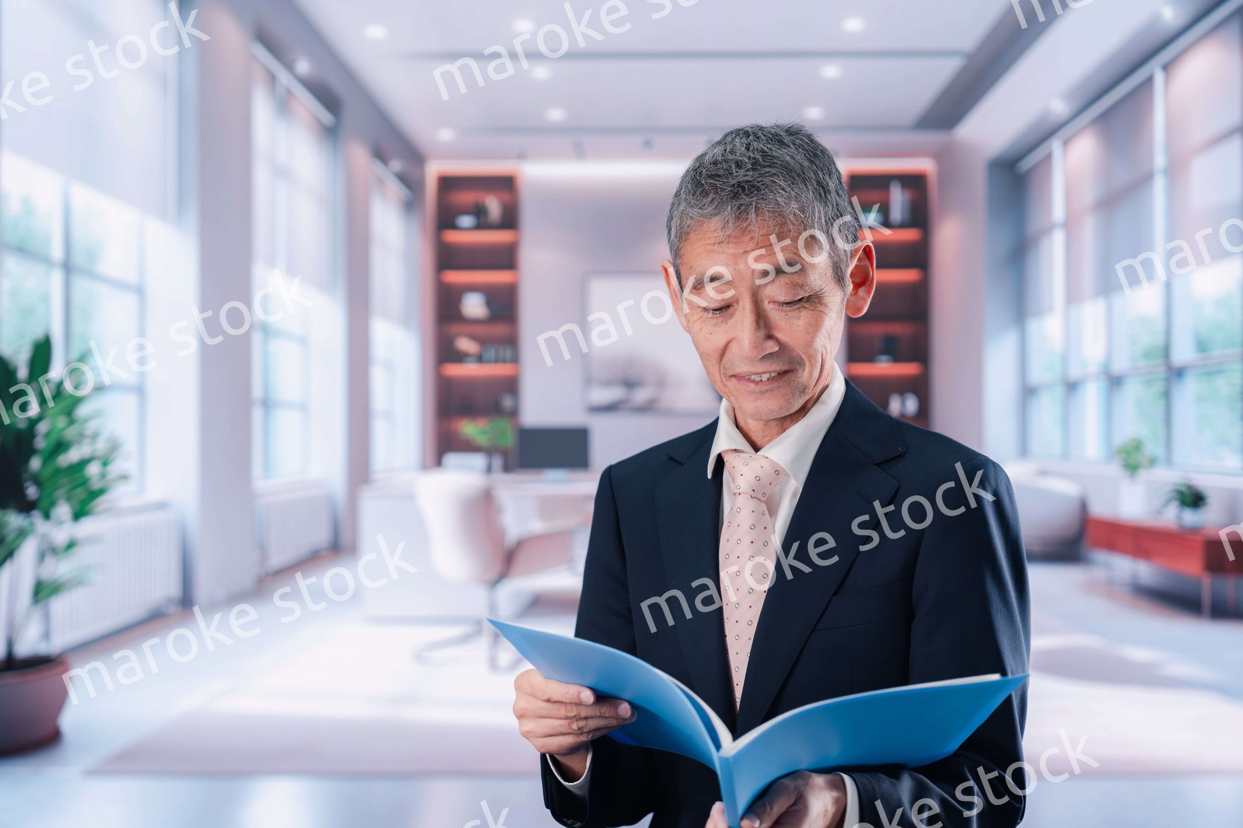 資料を確認する中年男性のVIP