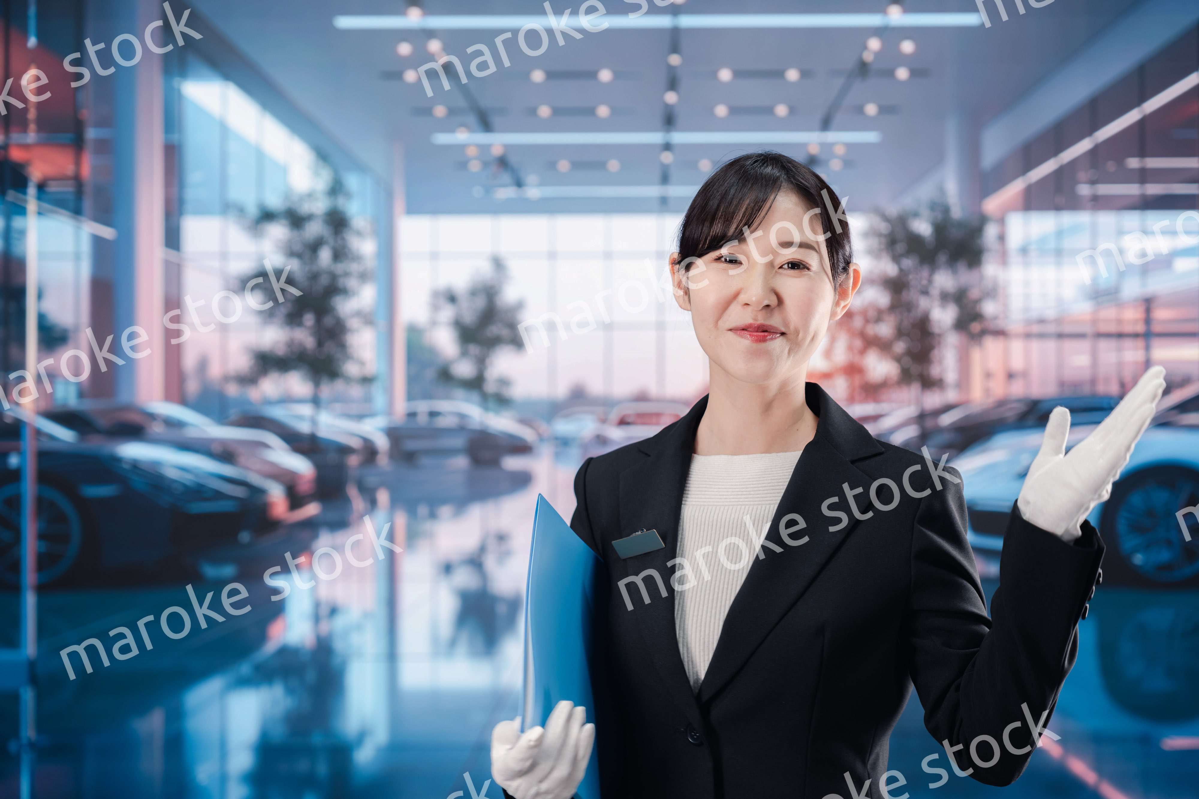 カーディーラーで働く若い女性スタッフ