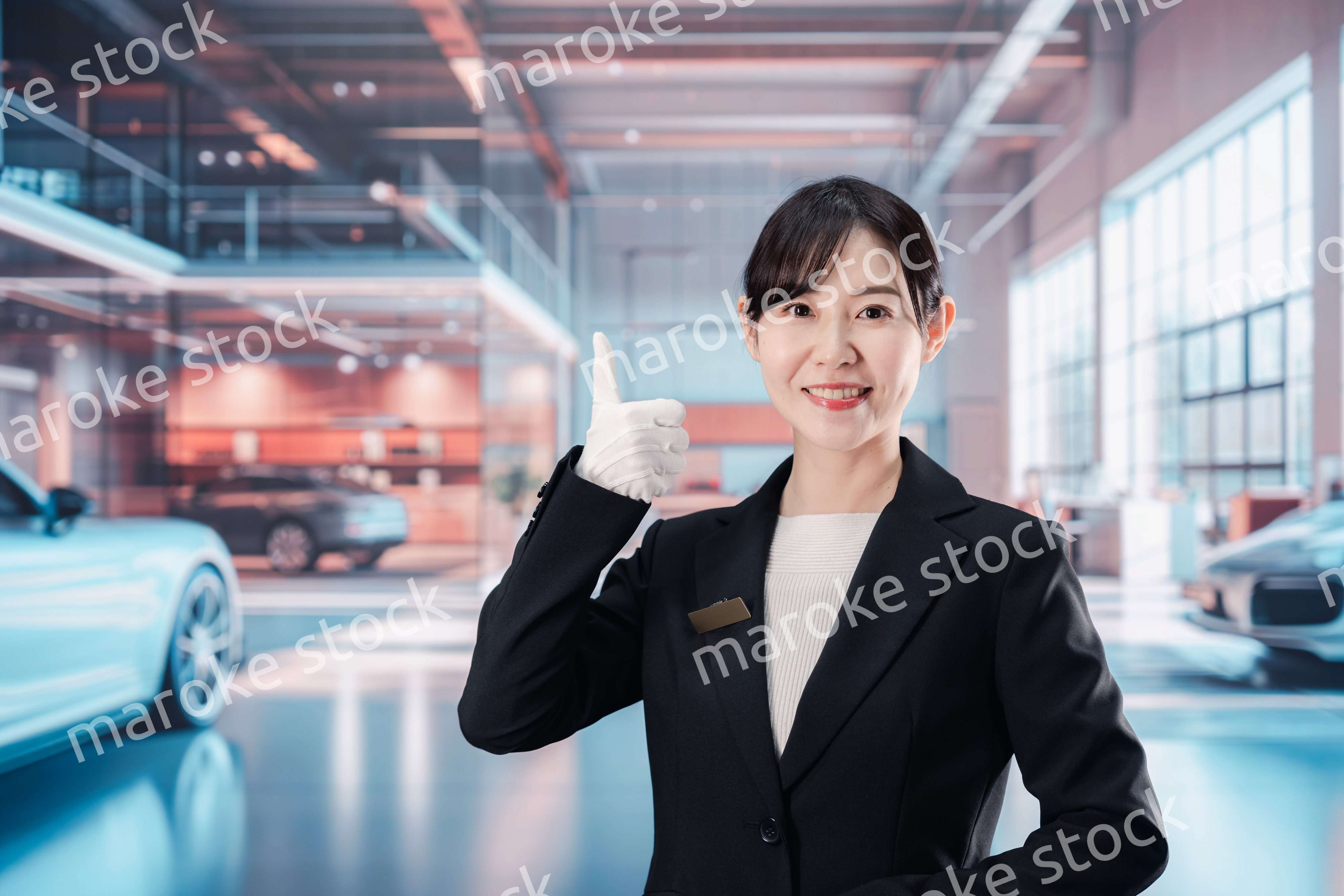 カーディーラーで働く若い女性スタッフ