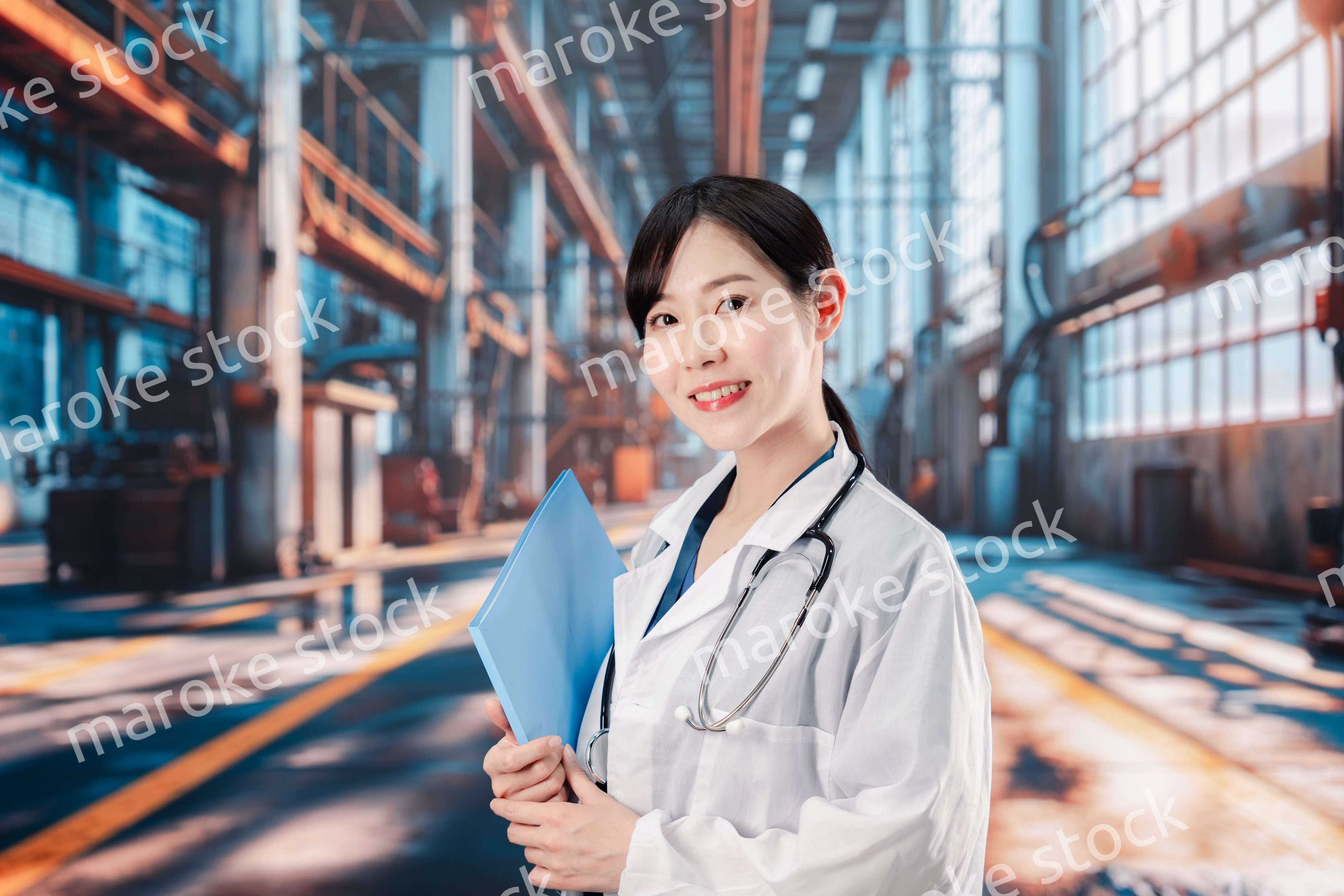 工場で働く産業医の女性